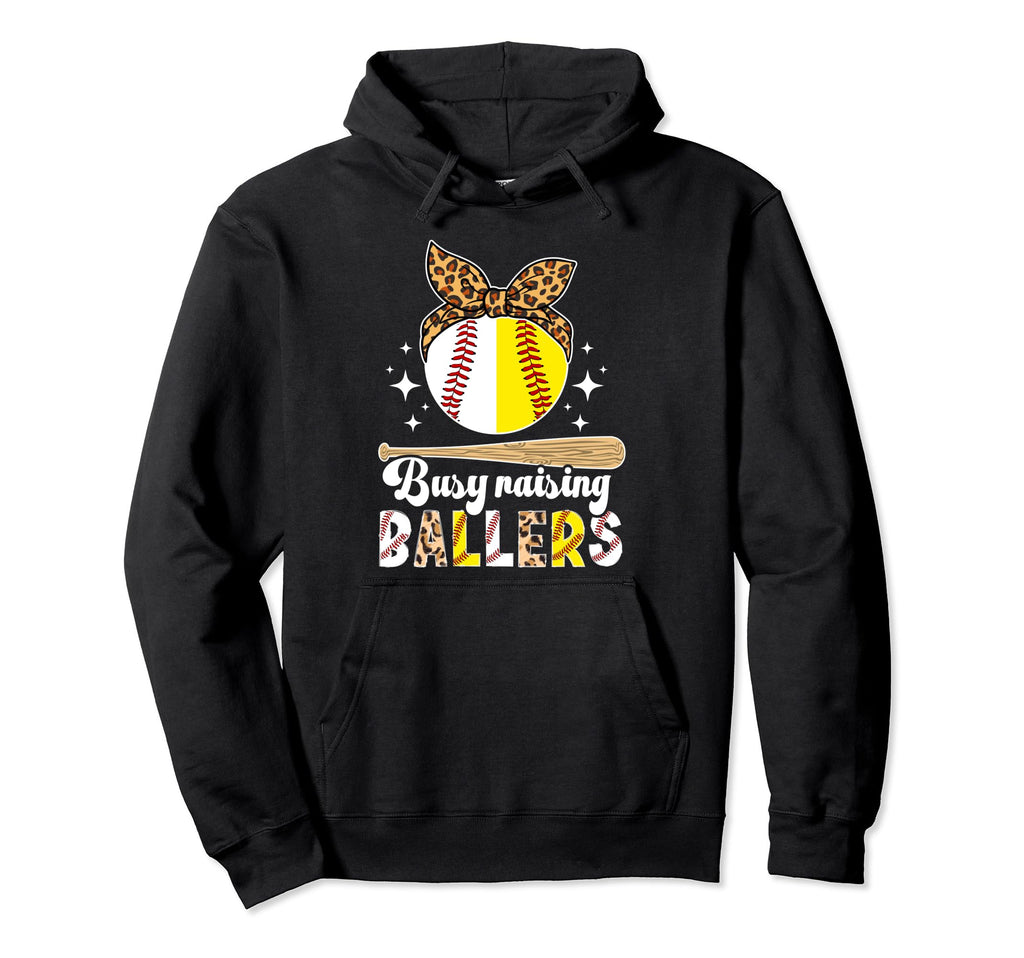 Busy Raising Ballers Baseball Softball Hoodie - Unique Graphic Men Women - T-Shirt, Sweatshirt, Hoodie
