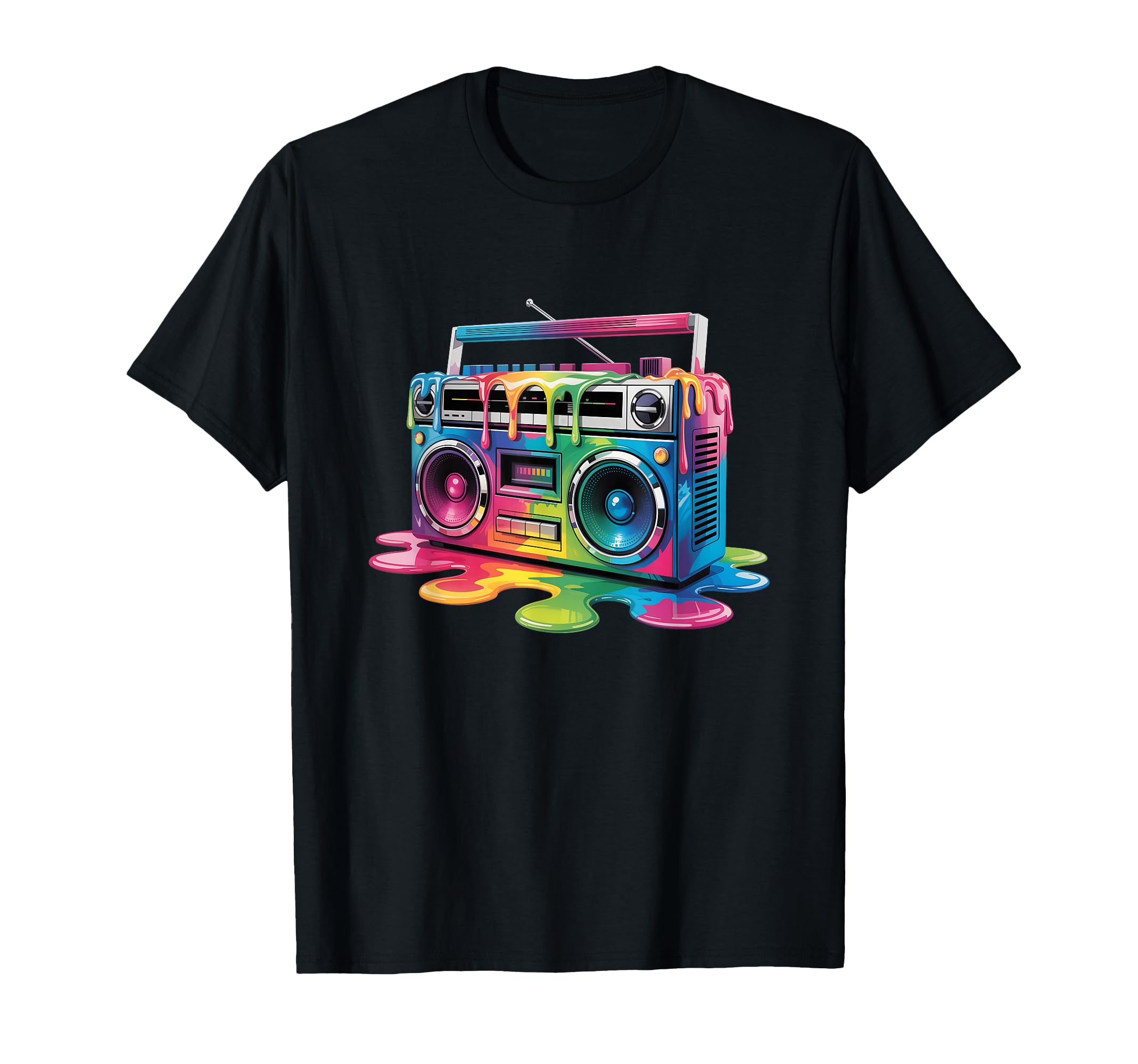Dripping Paint Boombox Oldschool Hip Hop T-Shirt - Custom Art Print Unisex - T-Shirt, Sweatshirt, Hoodie