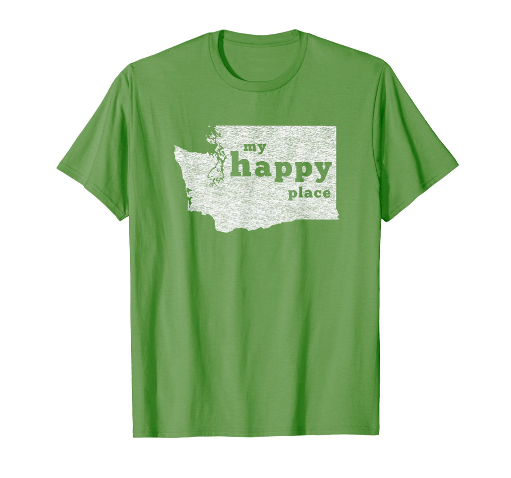 Washington Distressed Happy Place T-Shirt - Graphic Print Unisex - T-Shirt, Sweatshirt, Hoodie