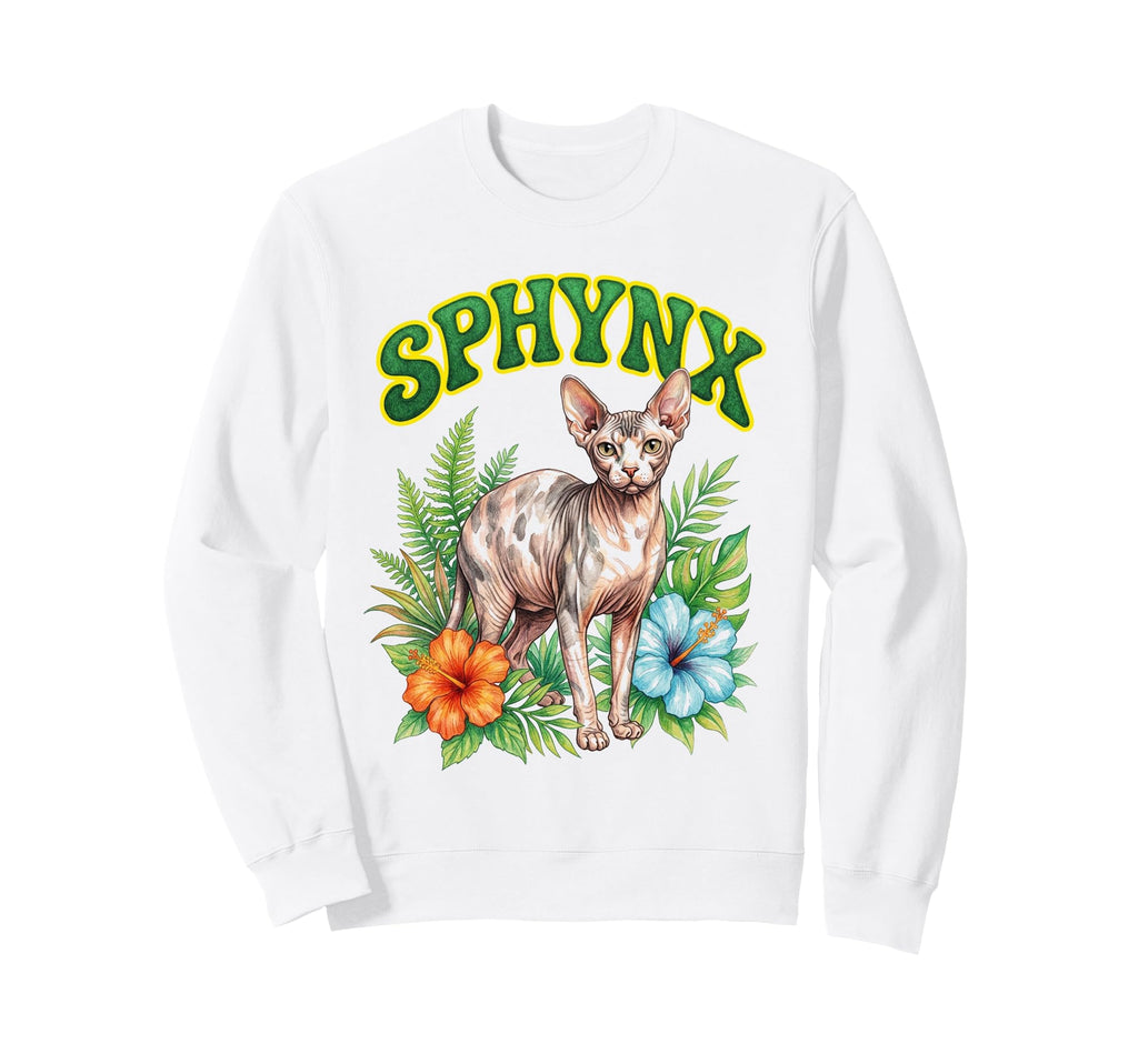 Sphynx Groovy Floral Sphynx Watercolor Sweatshirt - Unique Graphic Unisex - T-Shirt, Sweatshirt, Hoodie
