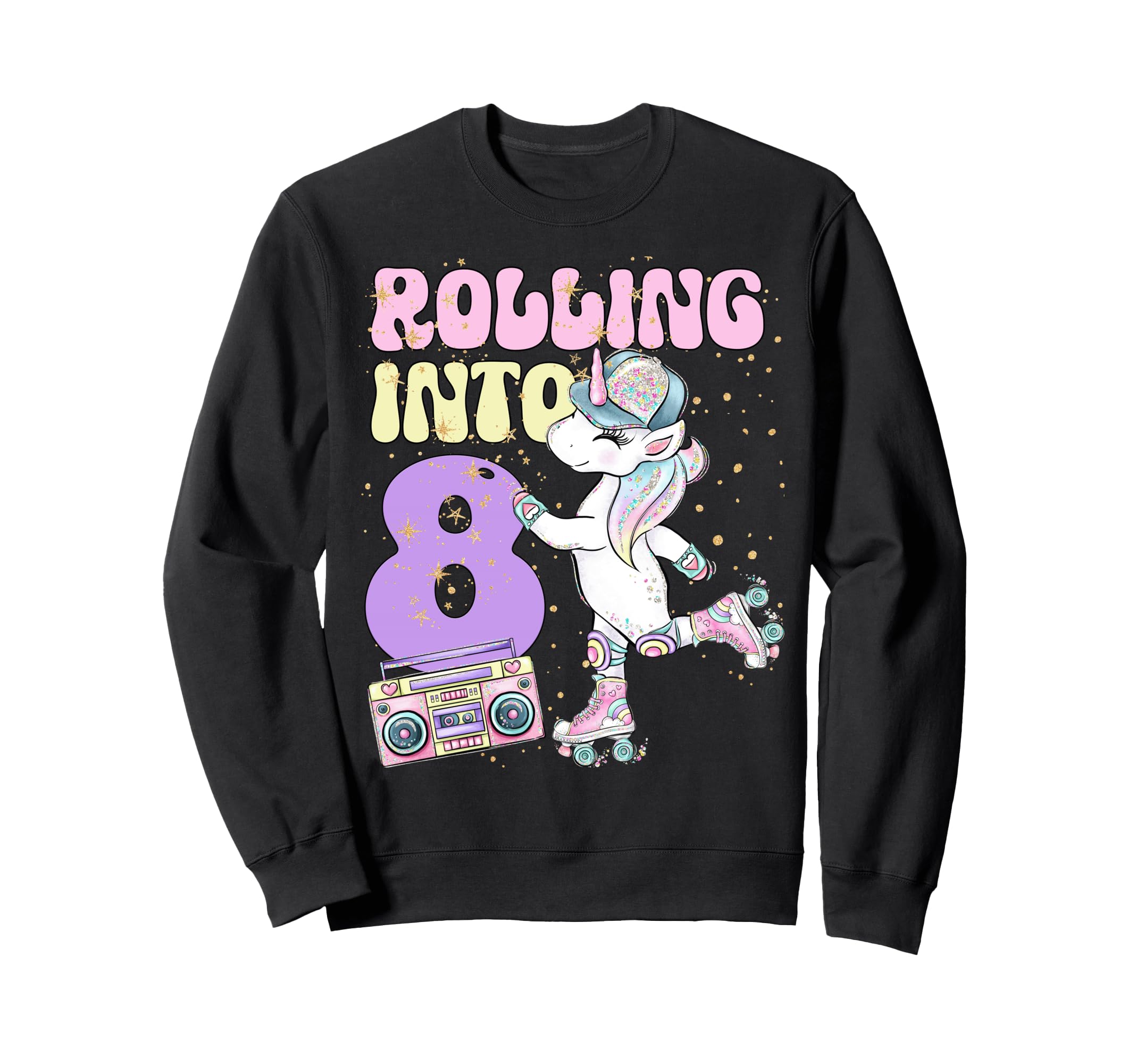 8Th Birthday Roller Skate Party Sweatshirt - Aesthetic Graphic Men Women - T-Shirt, Sweatshirt, Hoodie