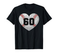 Baseball Number 60 Distressed Heart T-Shirt - Novelty Apparel for Adults - T-Shirt, Sweatshirt, Hoodie