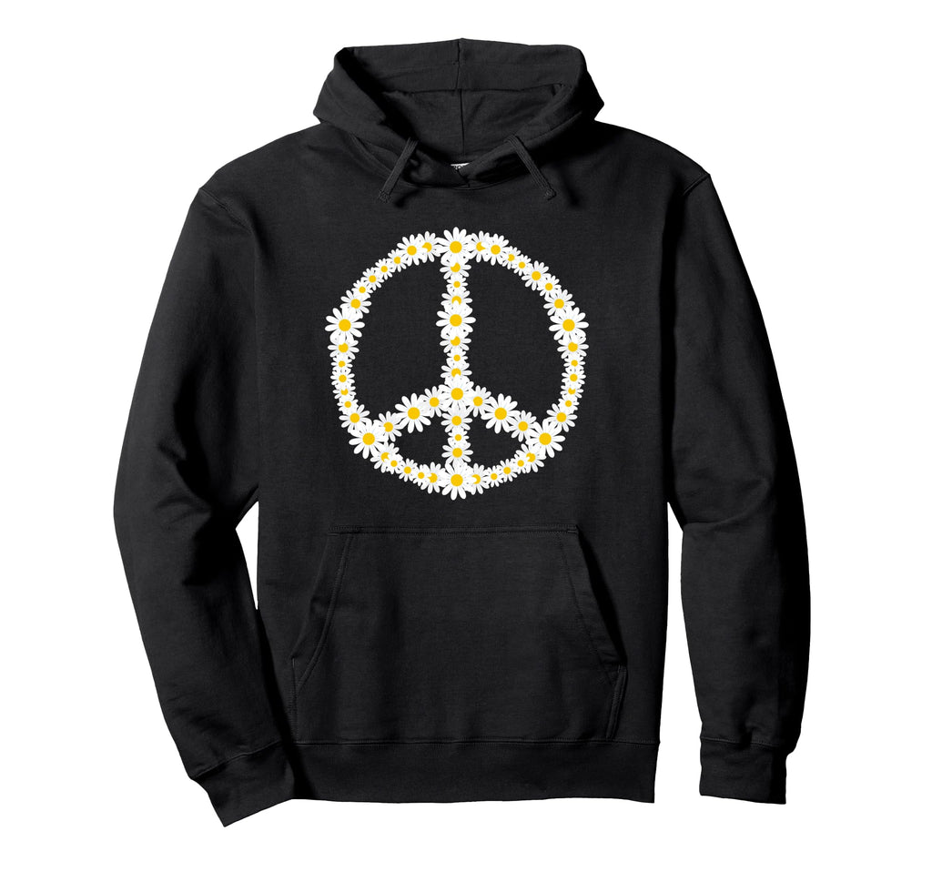 Hippie Sign Flowers Anti War Logo Hoodie - Fun Novelty Design Men Women - T-Shirt, Sweatshirt, Hoodie