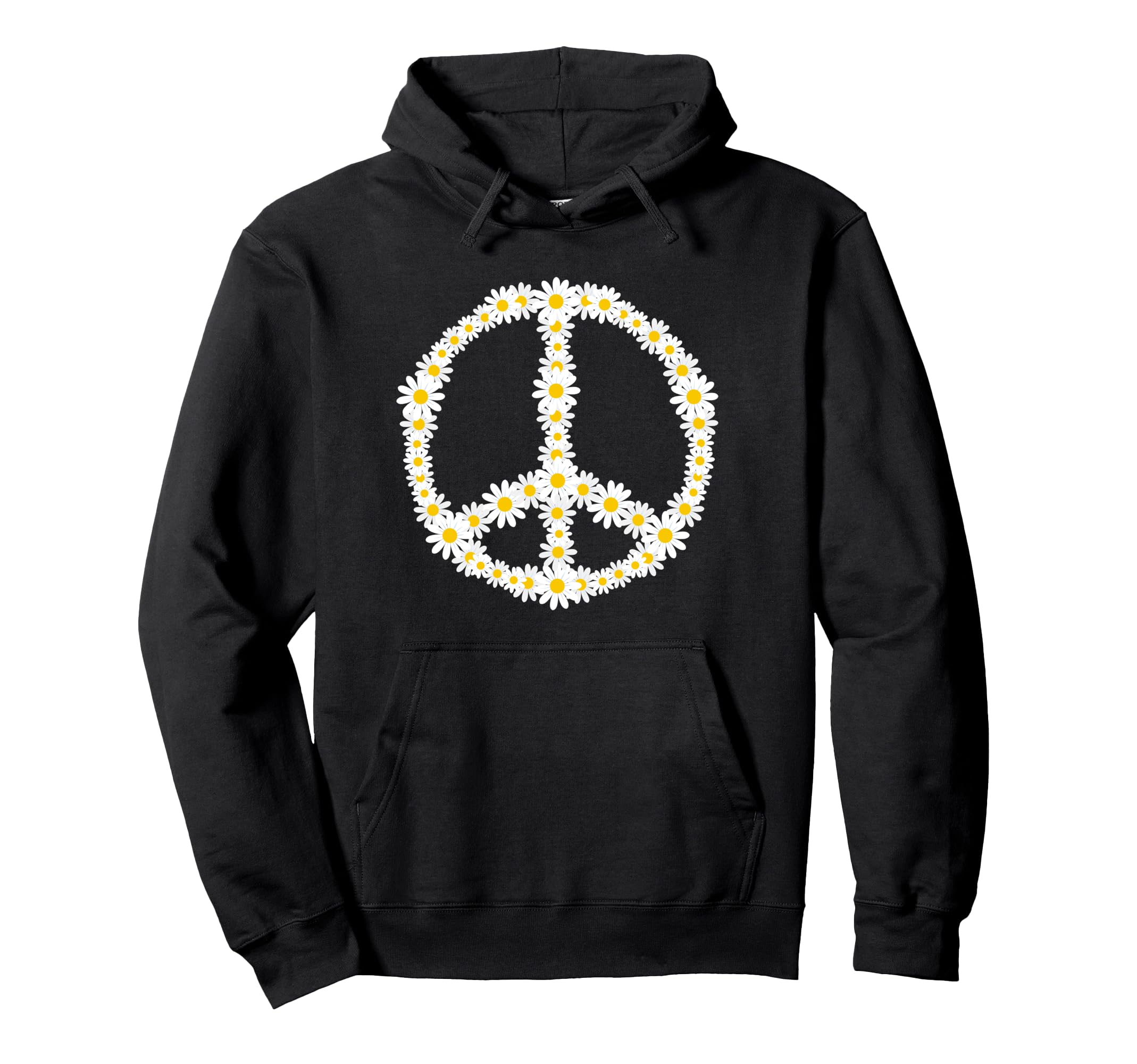 Hippie Sign Flowers Anti War Logo Hoodie - Fun Novelty Design Men Women - T-Shirt, Sweatshirt, Hoodie