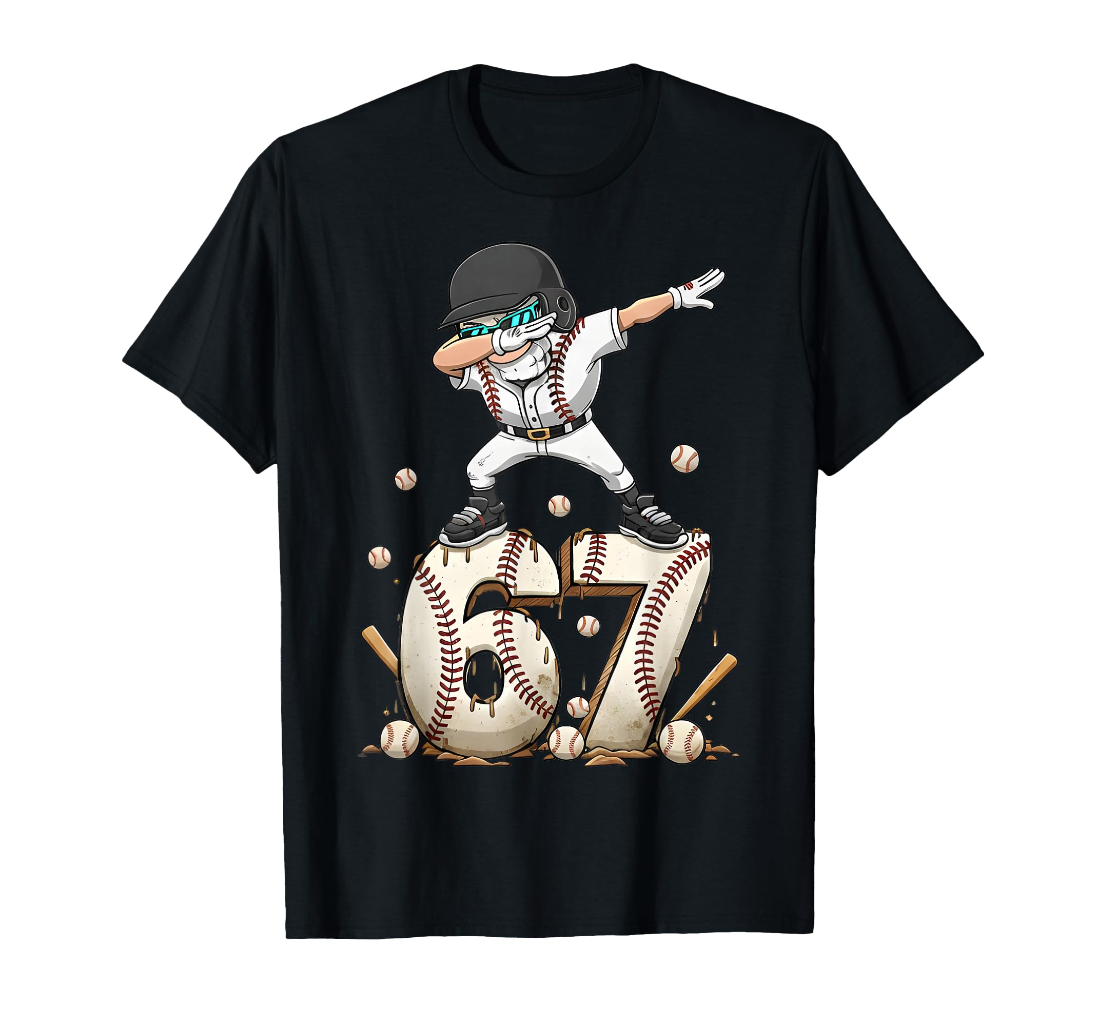 Baseball Ice Cream Drip Number 67 T-Shirt - Fun Novelty Design Men Women - T-Shirt, Sweatshirt, Hoodie