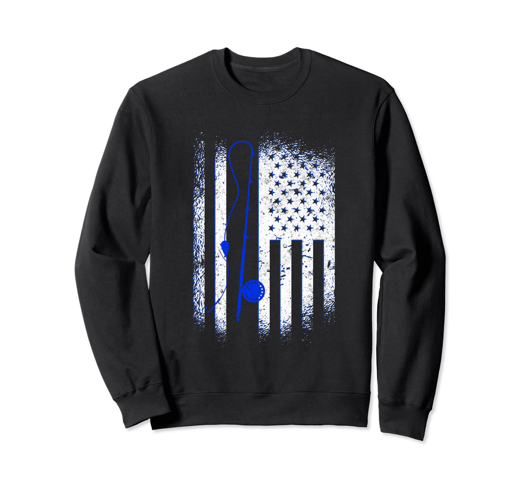 American Flag Fishing Distressed Sweatshirt - Custom Art Print Unisex - T-Shirt, Sweatshirt, Hoodie