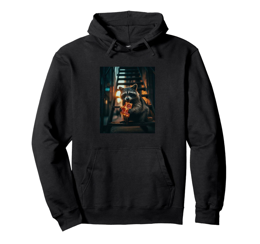 Funny Raccoon Pizza Meme Sassy Animal Hoodie - Graphic Print for Adults - T-Shirt, Sweatshirt, Hoodie