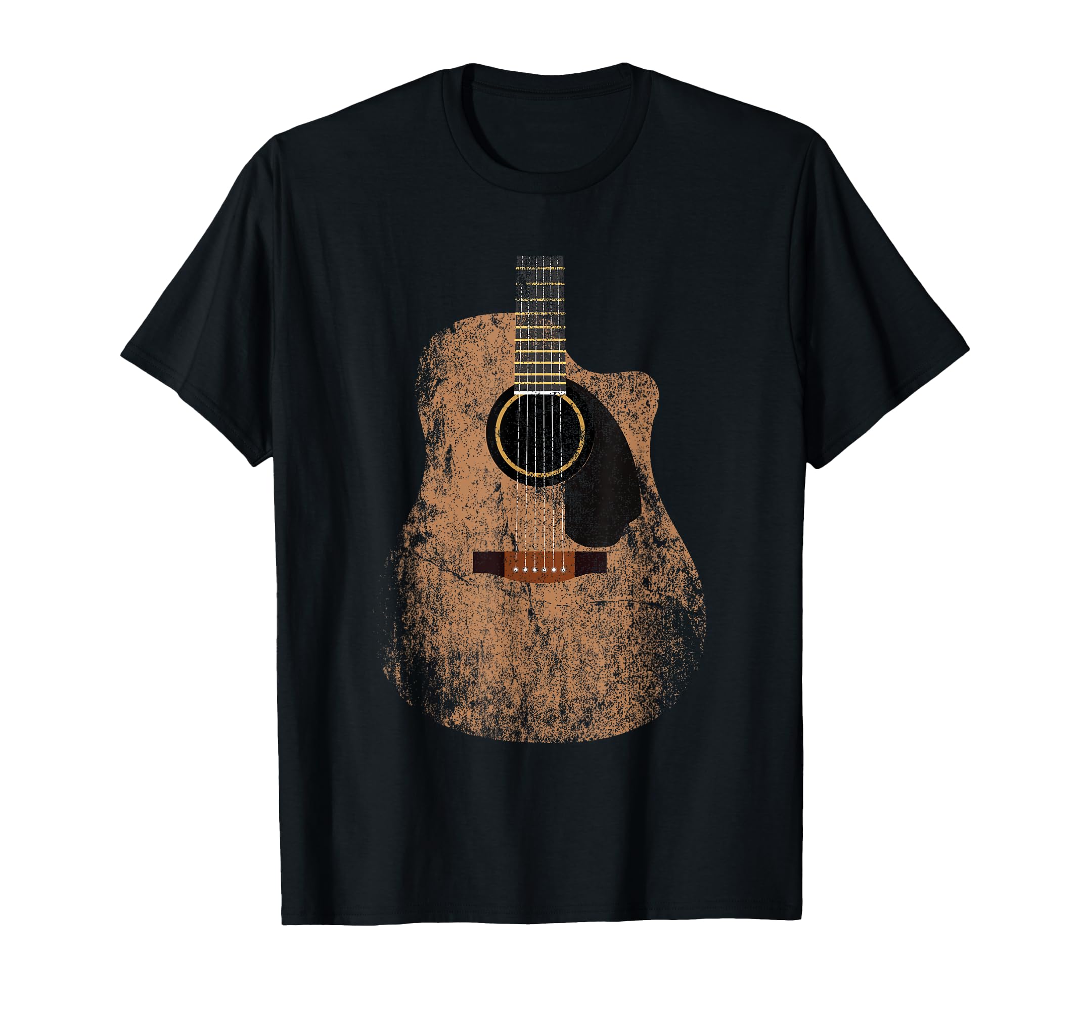 Guitar Distressed Acoustic Guitar T-Shirt - Fun Novelty Design for Adults - T-Shirt, Sweatshirt, Hoodie