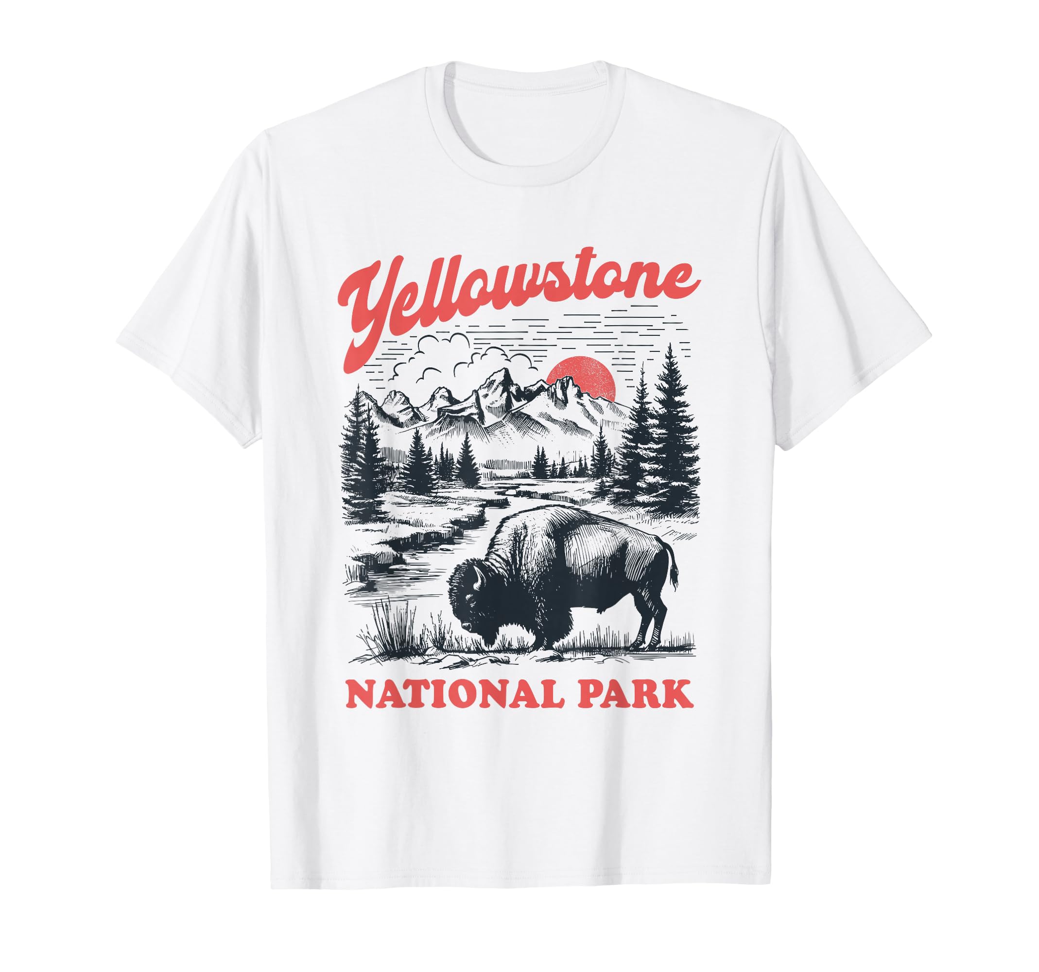 Wild Buffalo Nature Scene Mountain Sunset T-Shirt - Novelty Apparel Unisex - T-Shirt, Sweatshirt, Hoodie