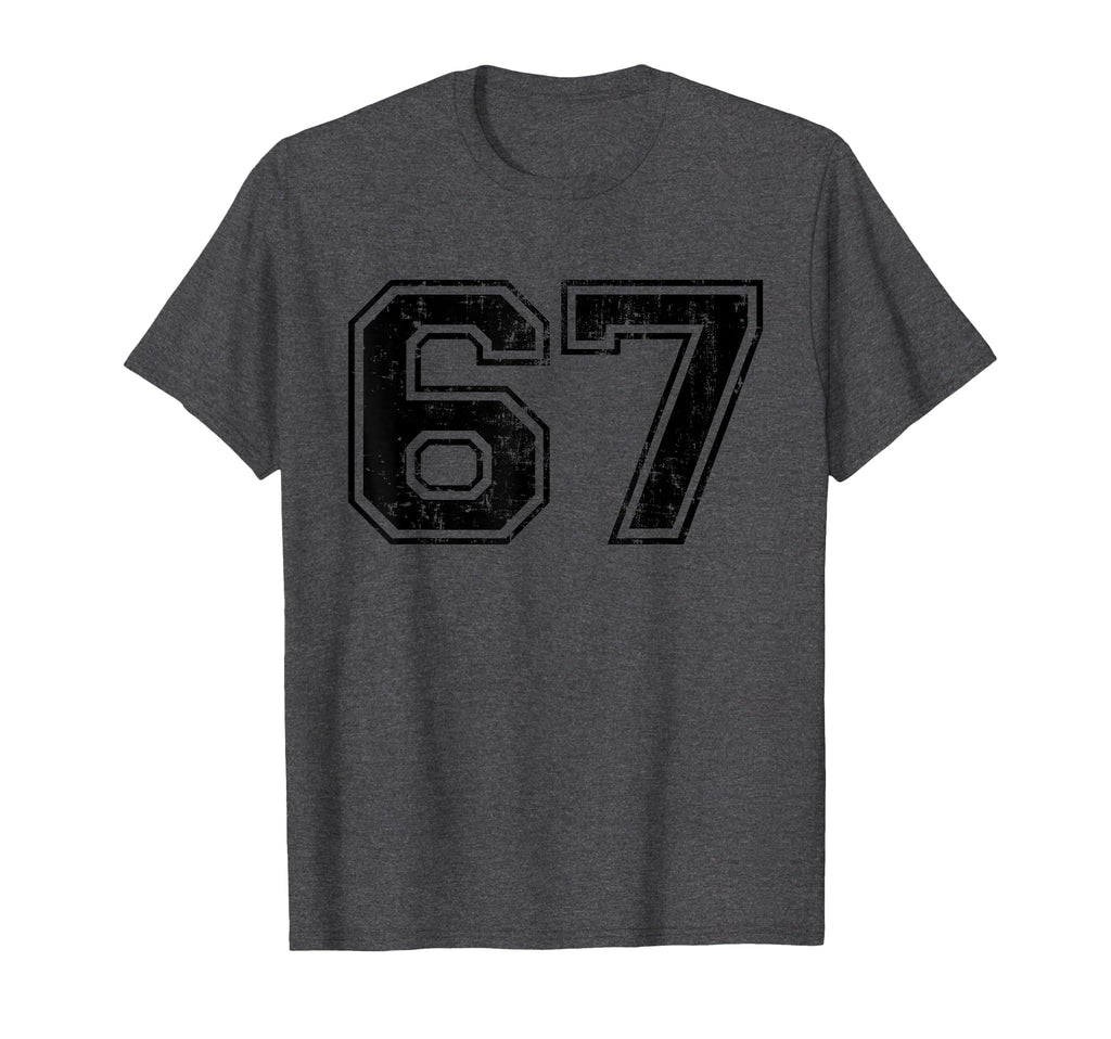 Number 67 Varsity Distressed Sport T-Shirt - Streetwear Style Men Women - T-Shirt, Sweatshirt, Hoodie