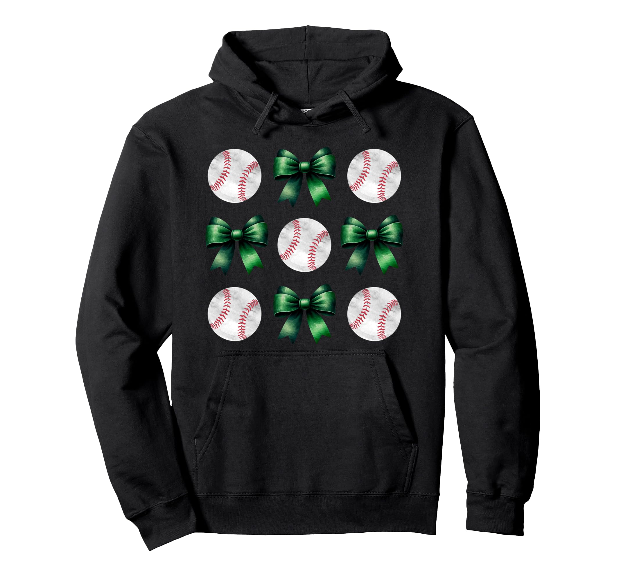 Baseballs Green Bows Ball Mom Hoodie - Casual Everyday Wear for Adults - T-Shirt, Sweatshirt, Hoodie