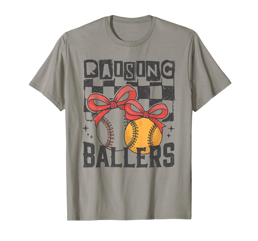Softball Mom Raising Ballers T-Shirt - Fun Novelty Design for Adults - T-Shirt, Sweatshirt, Hoodie