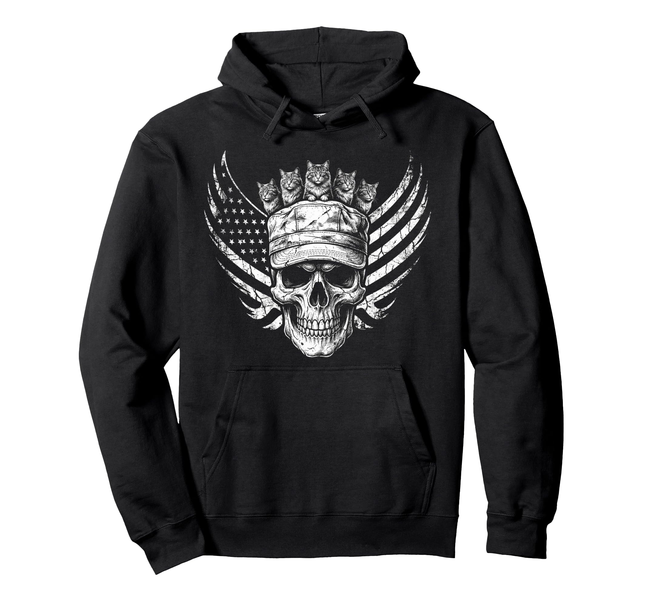 Skull Cat Skeleton Kitty Kitten Gothic Hoodie - Custom Art Print Men Women - T-Shirt, Sweatshirt, Hoodie