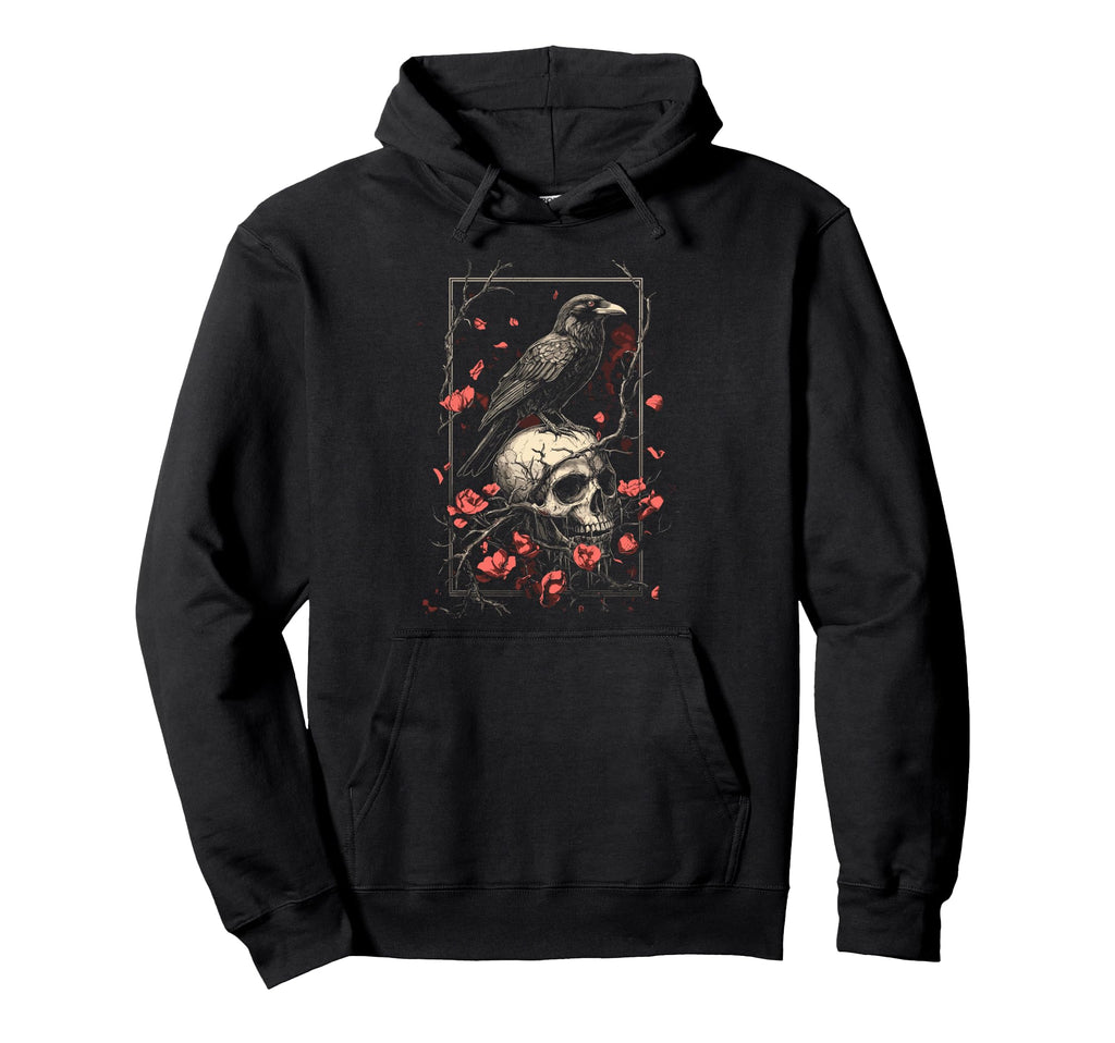 Raven Crow Y2K Grunge Aesthetic Dark Hoodie - Minimalist Print for Adults - T-Shirt, Sweatshirt, Hoodie