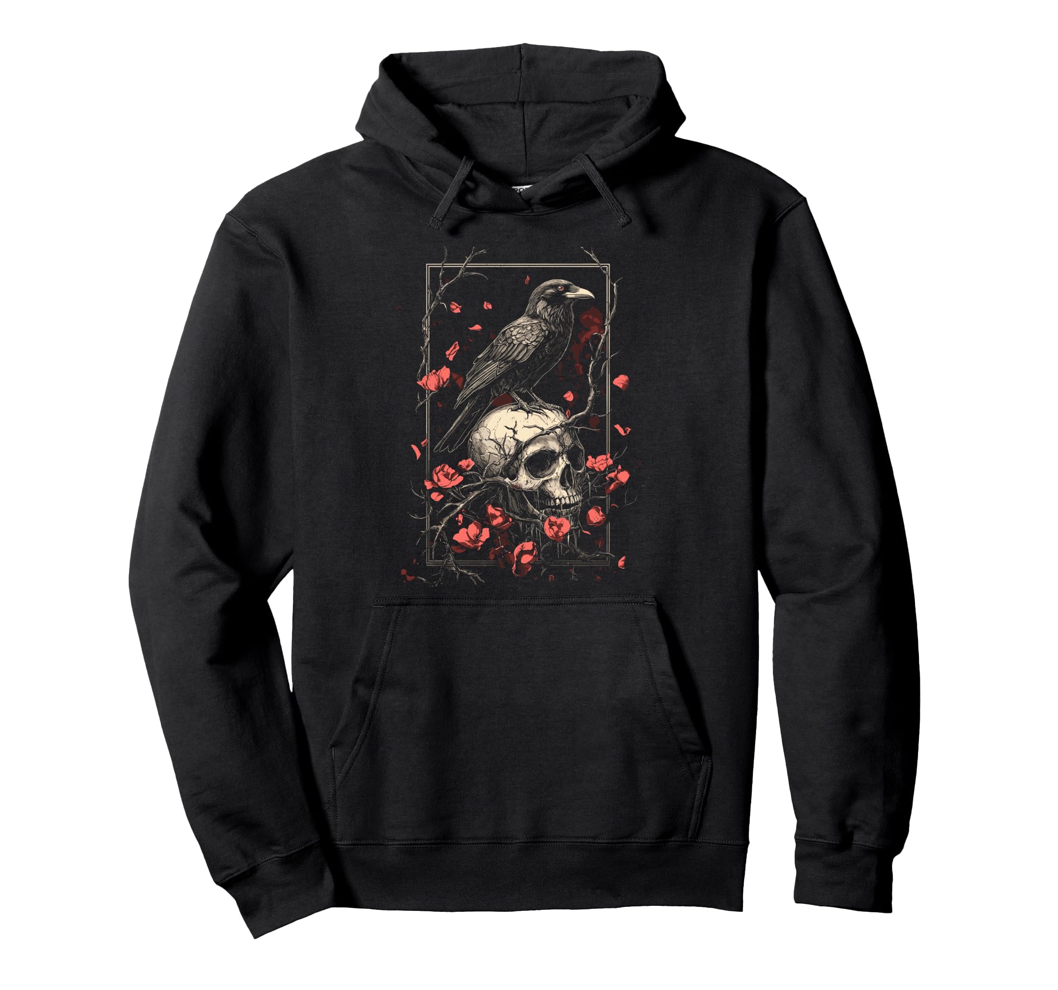 Raven Crow Y2K Grunge Aesthetic Dark Hoodie - Minimalist Print for Adults - T-Shirt, Sweatshirt, Hoodie