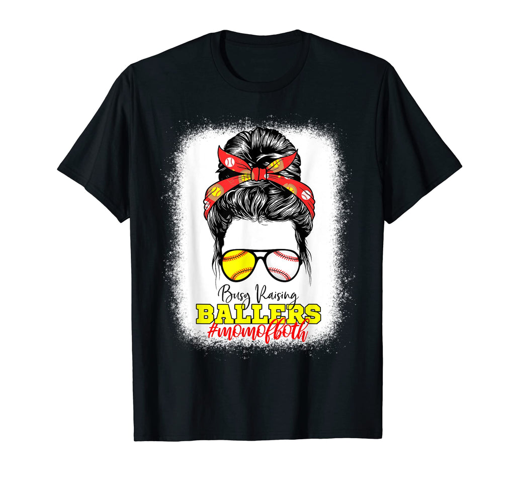 Mom Both Baseball Softball Busy Raising T-Shirt - Trendy Graphic Unisex - T-Shirt, Sweatshirt, Hoodie