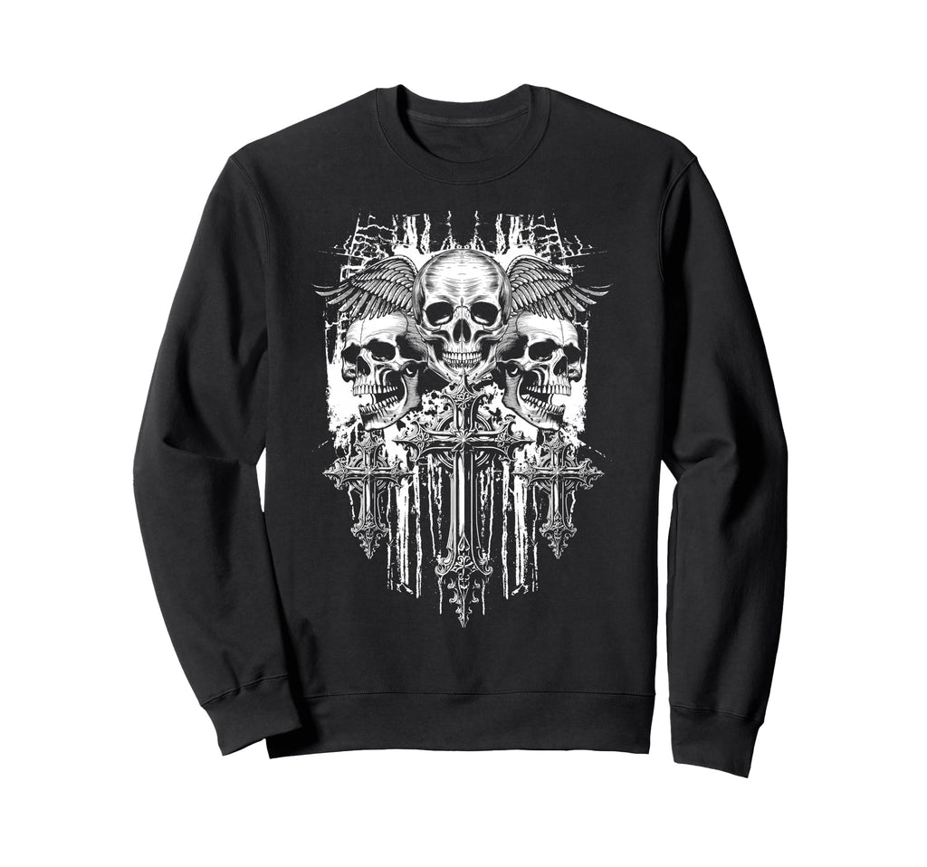 Skull Cross Wings Goth Alt Grunge Sweatshirt - Streetwear Style Men Women - T-Shirt, Sweatshirt, Hoodie