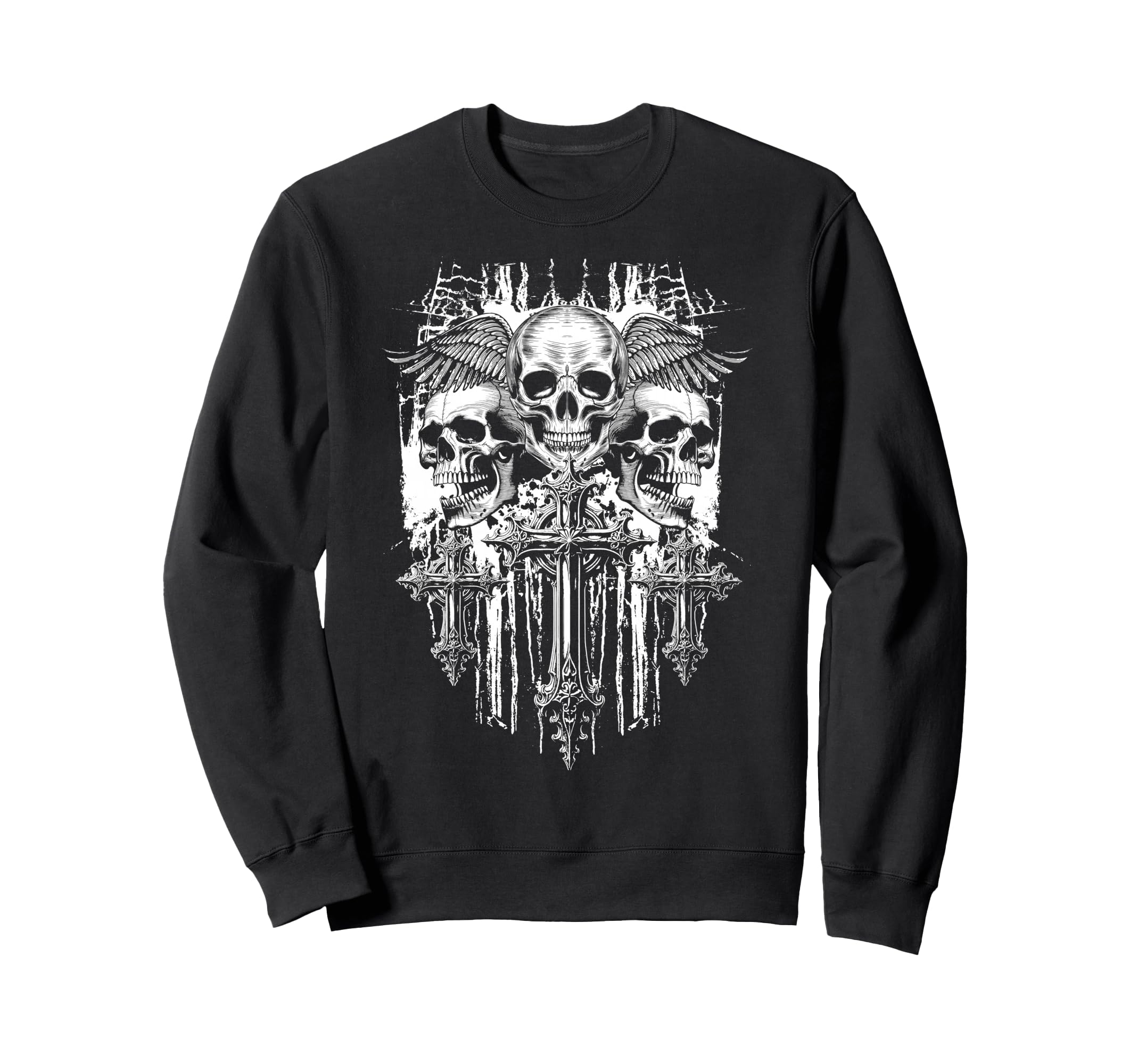 Skull Cross Wings Goth Alt Grunge Sweatshirt - Streetwear Style Men Women - T-Shirt, Sweatshirt, Hoodie