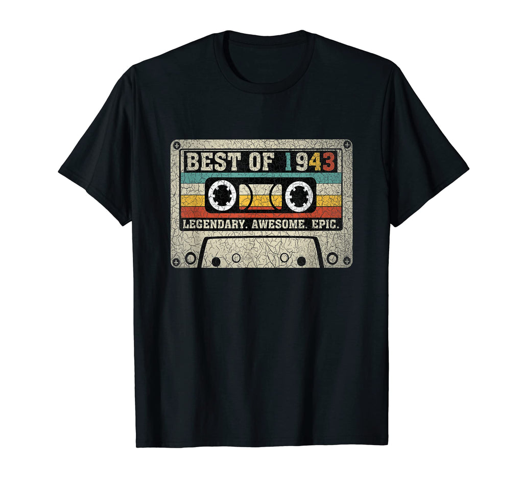 1943 Cassette Tape 80Th Birthday T-Shirt - Minimalist Print Unisex - T-Shirt, Sweatshirt, Hoodie