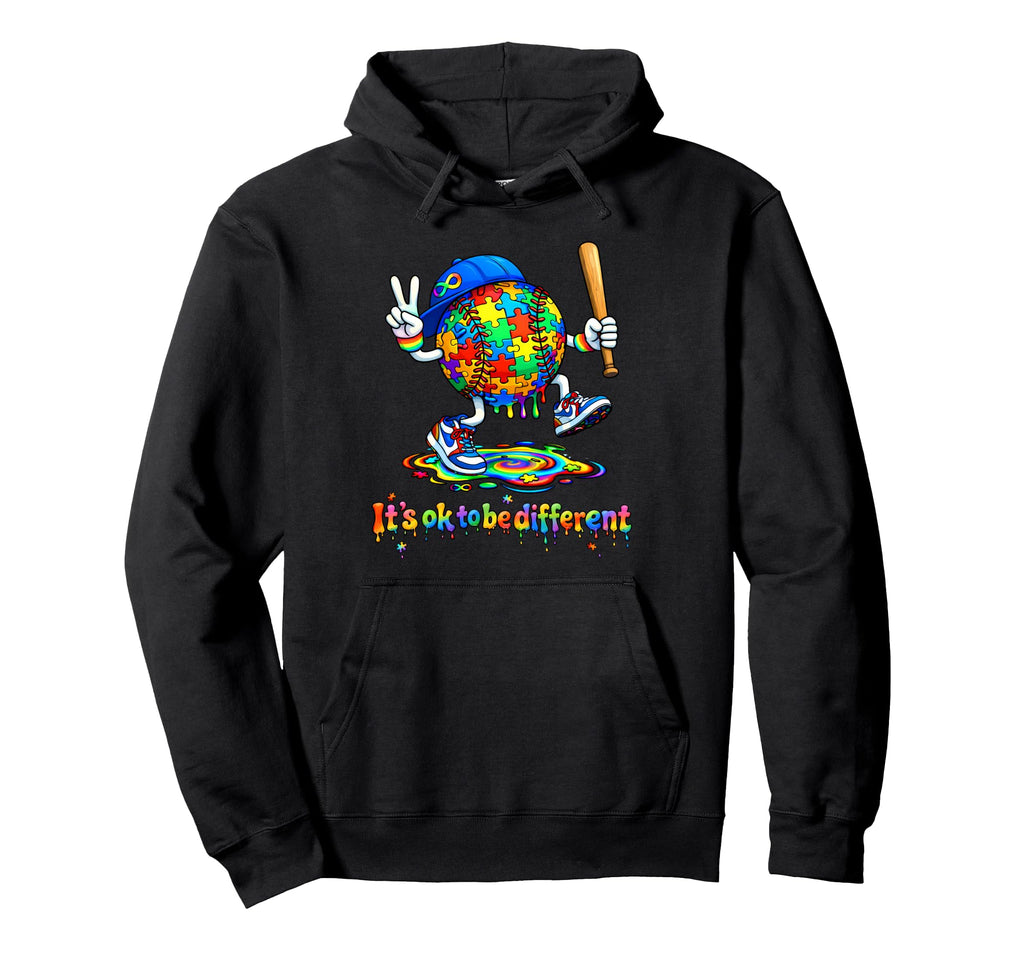 Autism Mom Neurodiversity Baseball Its Ok To Hoodie - Graphic Print Unisex - T-Shirt, Sweatshirt, Hoodie