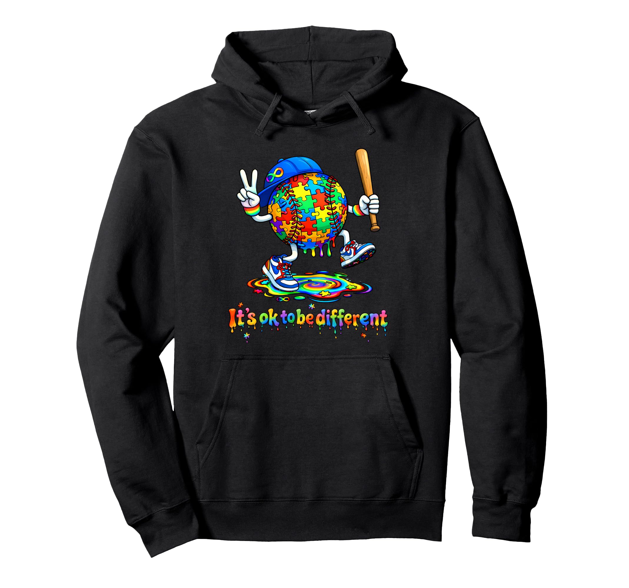 Autism Mom Neurodiversity Baseball Its Ok To Hoodie - Graphic Print Unisex - T-Shirt, Sweatshirt, Hoodie