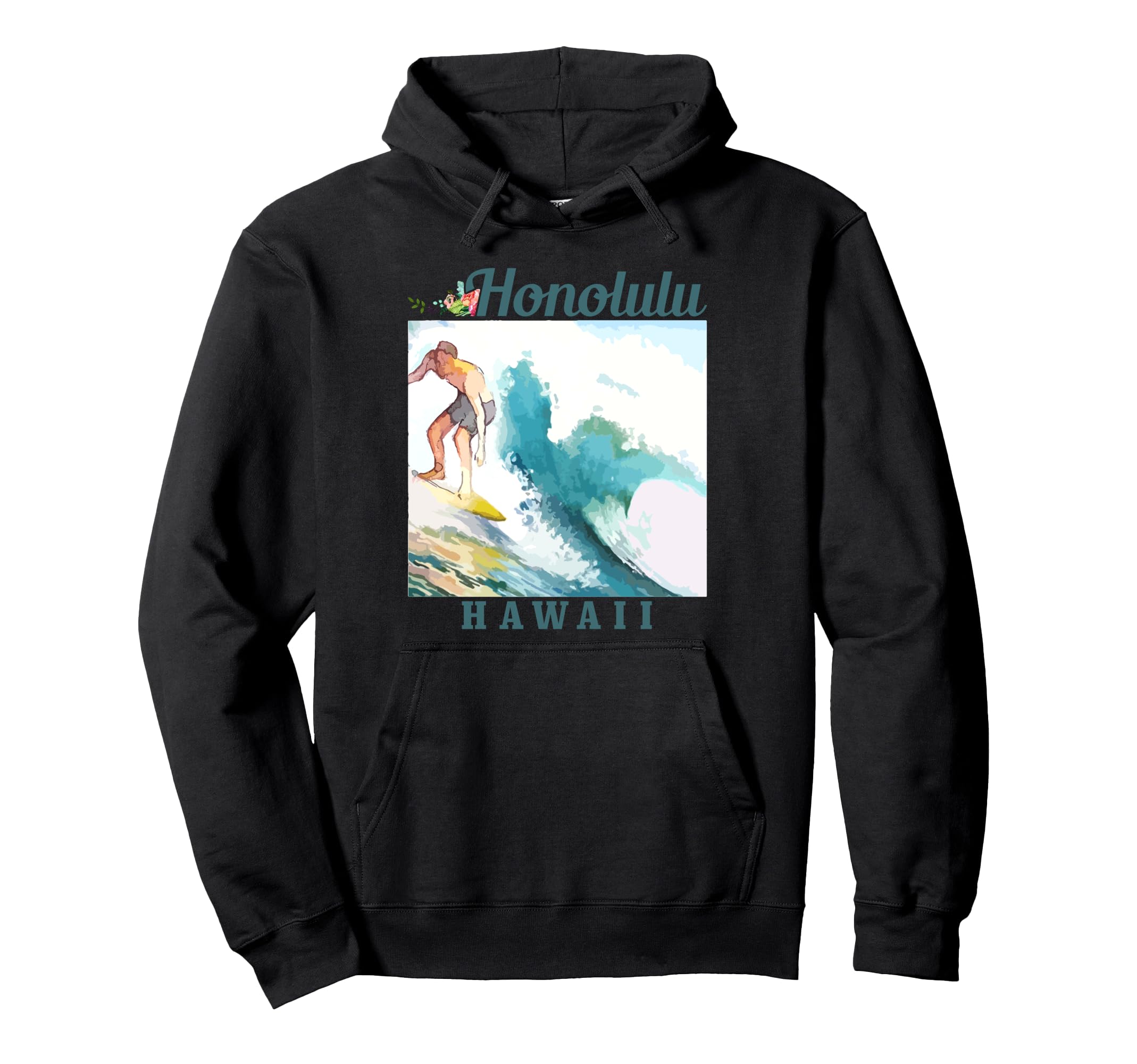 Honolulu Hawaii Surfing Hawaiian Surf Hoodie - Custom Art Print Men Women - T-Shirt, Sweatshirt, Hoodie
