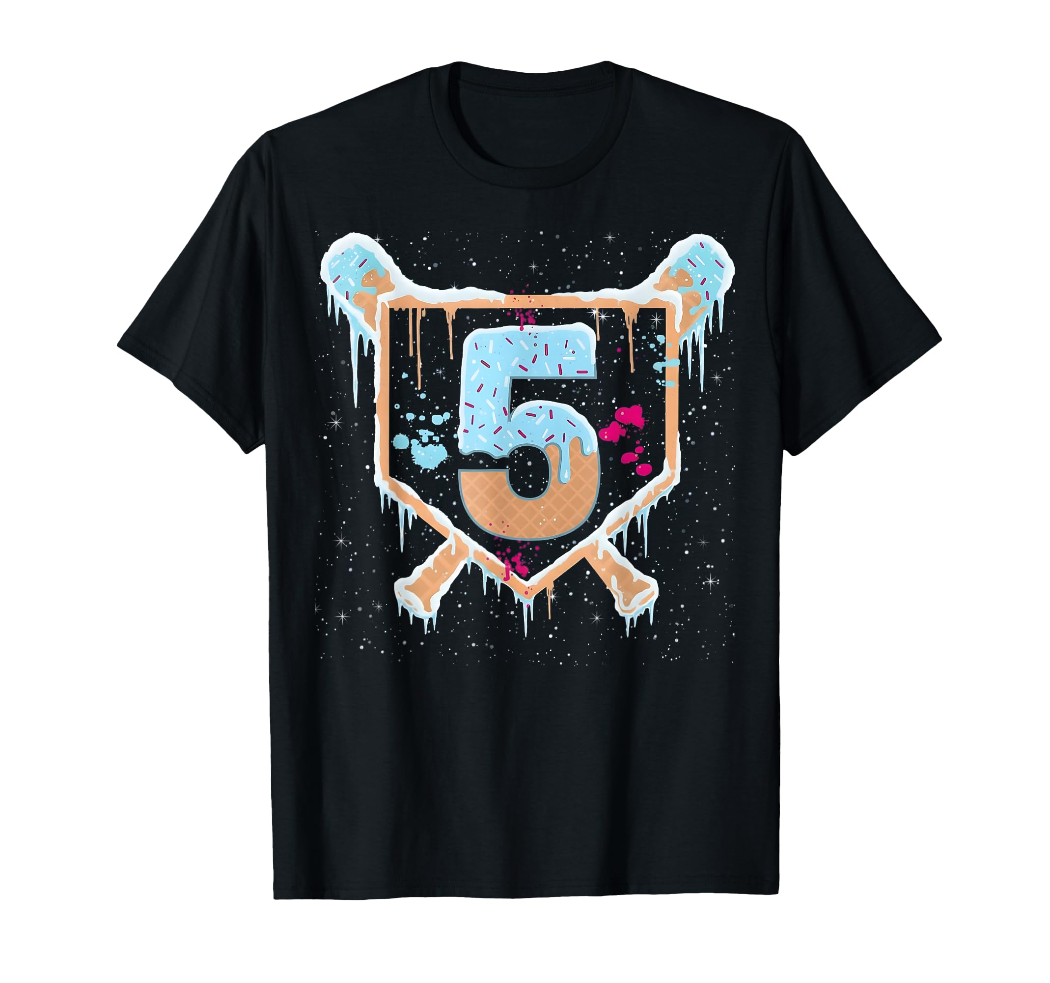 Baseball 5 Year Old Ice Cream Drip 5Th T-Shirt - Novelty Apparel Men Women - T-Shirt, Sweatshirt, Hoodie