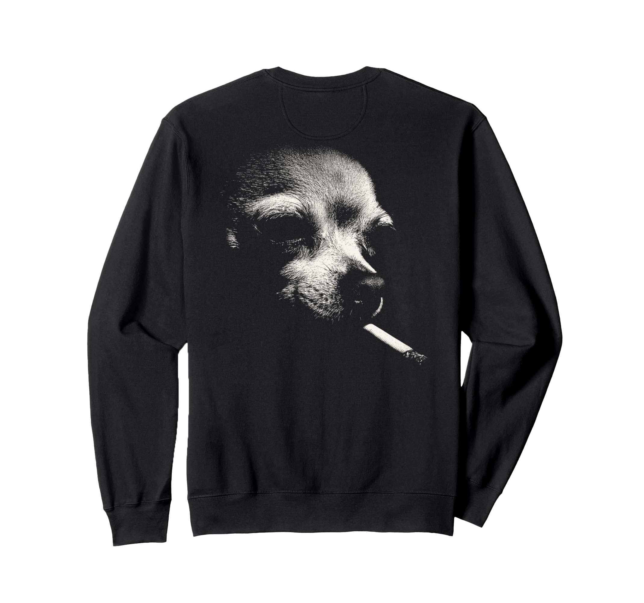 Chihuahua Smoking Cigarette Grunge Sweatshirt - Graphic Print Men Women - T-Shirt, Sweatshirt, Hoodie
