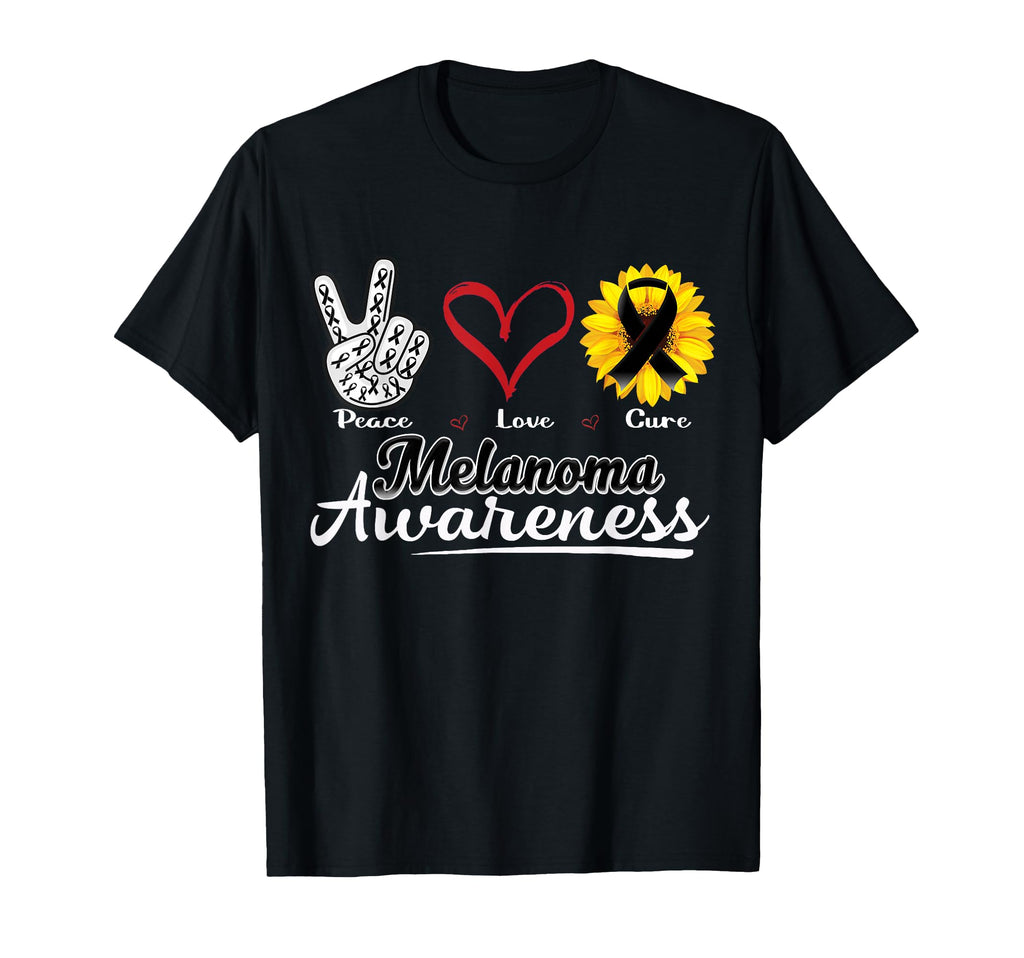 Peace Love Cure Melanoma Awareness T-Shirt - Minimalist Print Men Women - T-Shirt, Sweatshirt, Hoodie