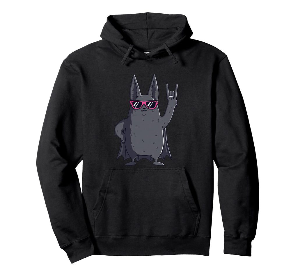 Funny Animal Cartoon Bat Hoodie - Minimalist Print for Adults - T-Shirt, Sweatshirt, Hoodie