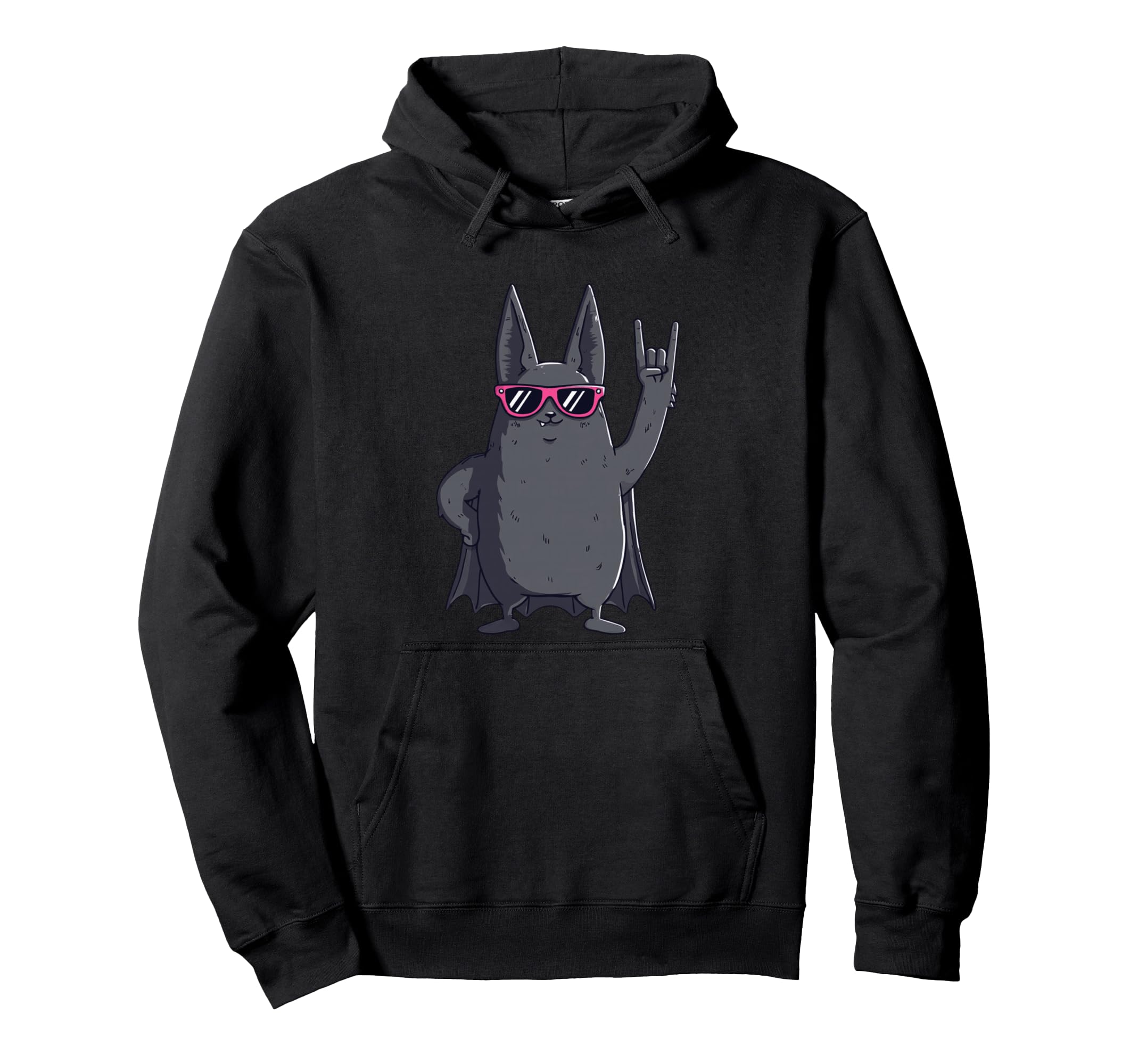 Funny Animal Cartoon Bat Hoodie - Minimalist Print for Adults - T-Shirt, Sweatshirt, Hoodie