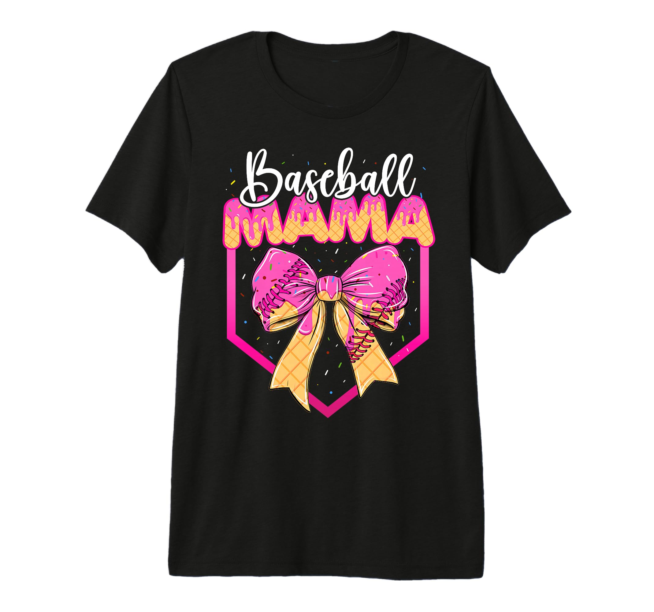 Baseball Mama Drip Ice Cream Drip T-Shirt - Fun Novelty Design for Adults - T-Shirt, Sweatshirt, Hoodie
