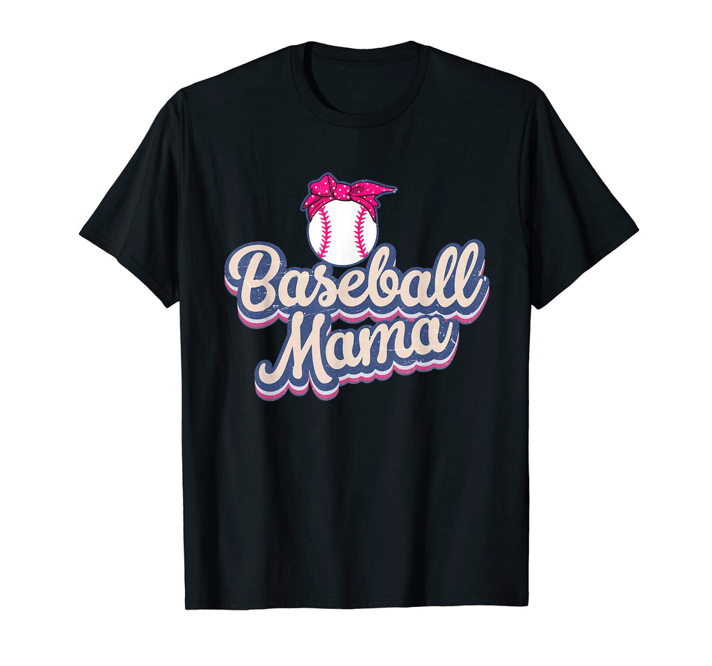 Baseball Mama American Messy Bun Mothers T-Shirt - Graphic Print Unisex - T-Shirt, Sweatshirt, Hoodie