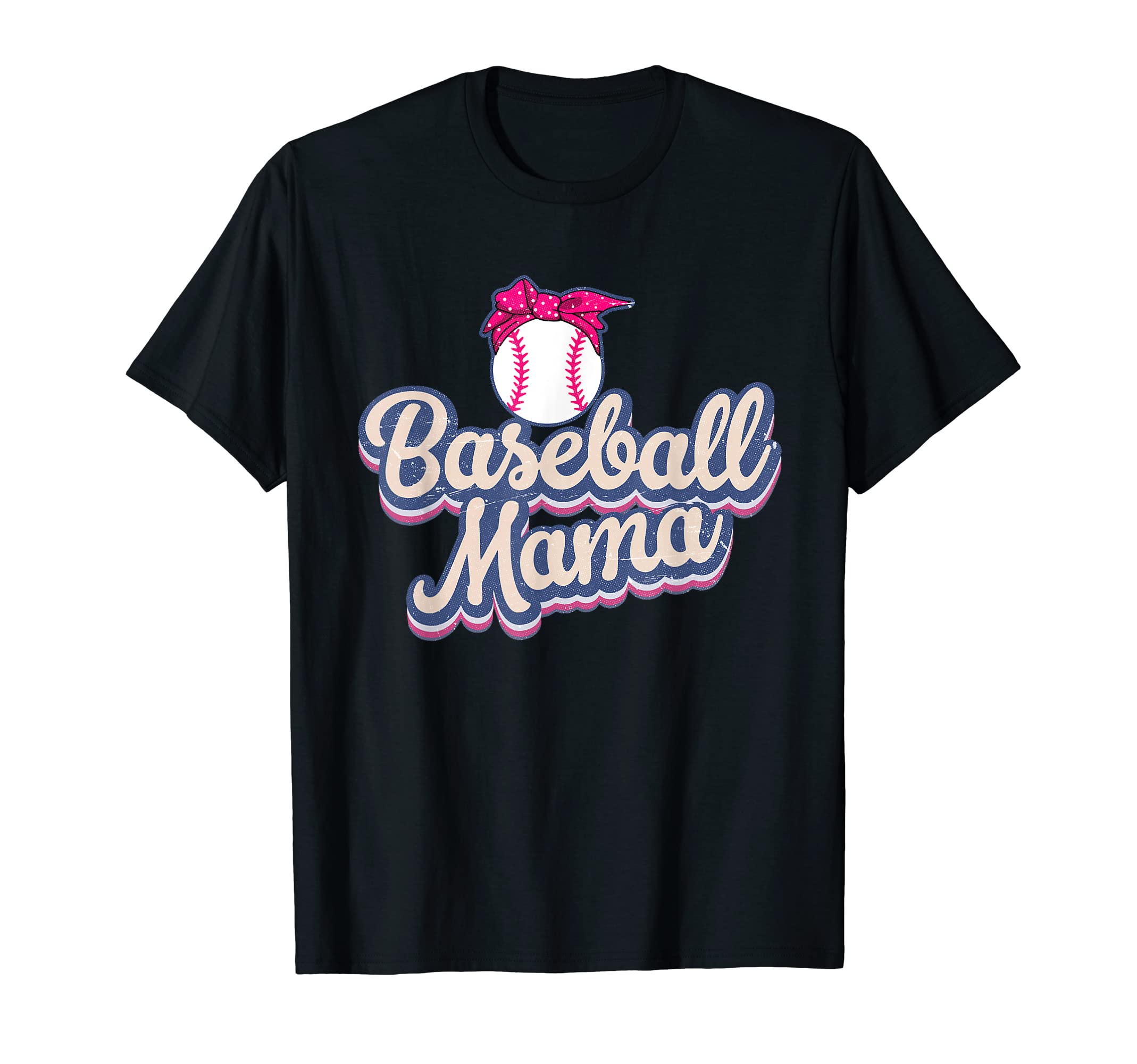Baseball Mama American Messy Bun Mothers T-Shirt - Graphic Print Unisex - T-Shirt, Sweatshirt, Hoodie