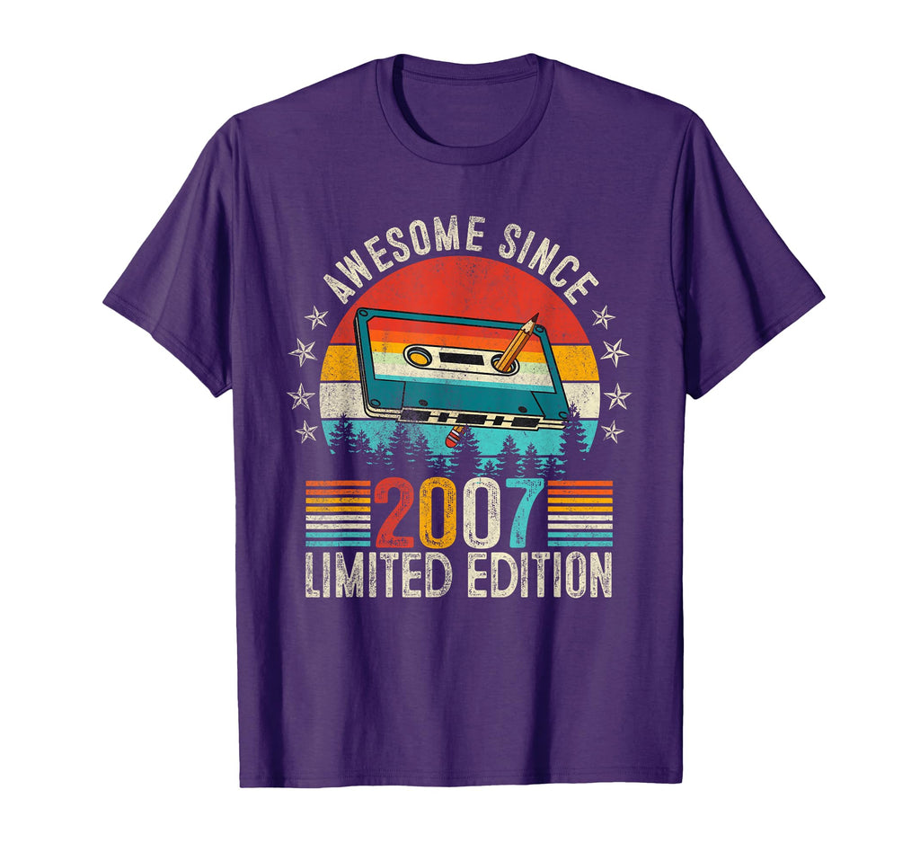 Awesome Since 2007 Cassette Tape 17Th T-Shirt - Unique Graphic Men Women - T-Shirt, Sweatshirt, Hoodie