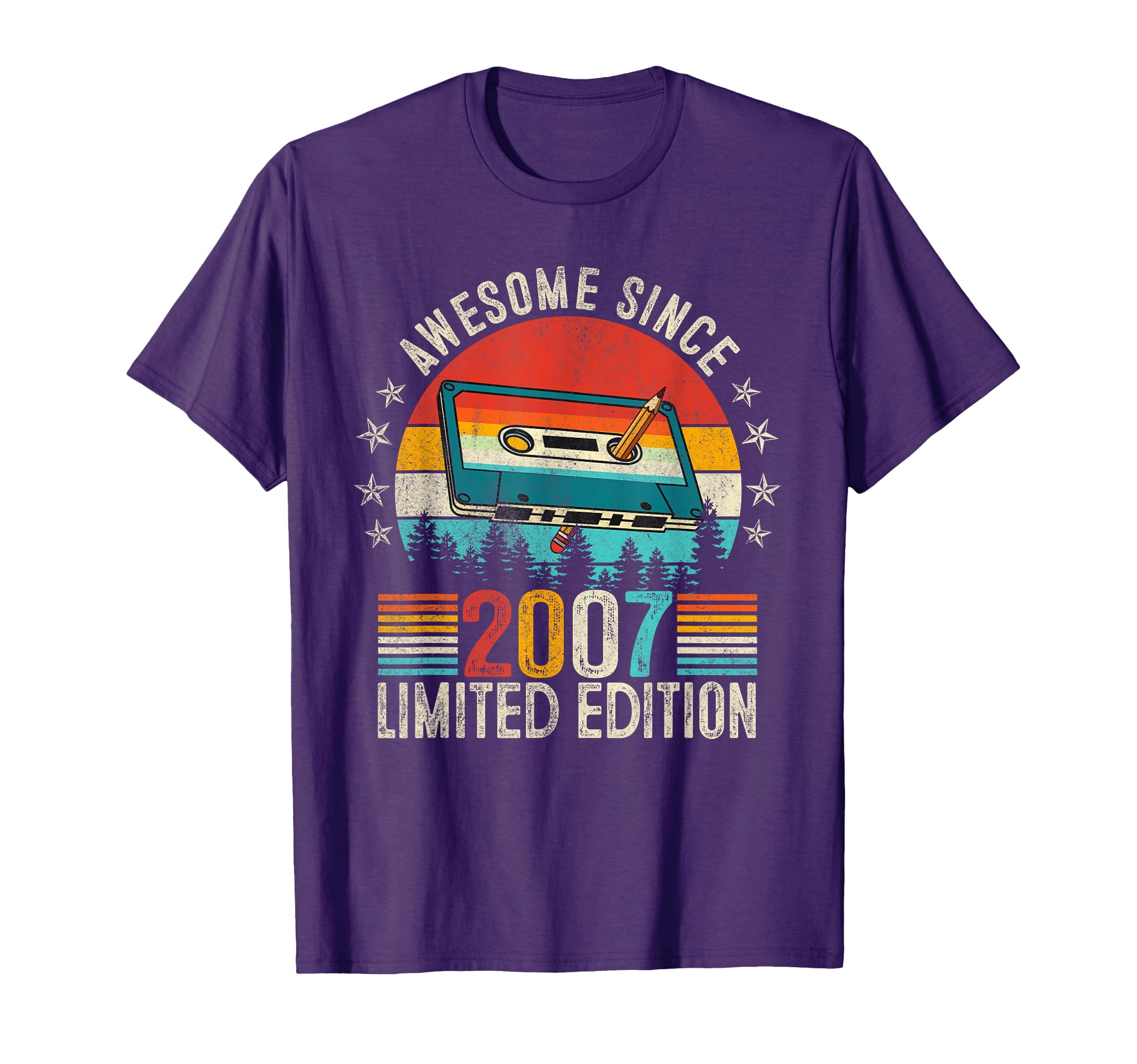 Awesome Since 2007 Cassette Tape 17Th T-Shirt - Unique Graphic Men Women - T-Shirt, Sweatshirt, Hoodie