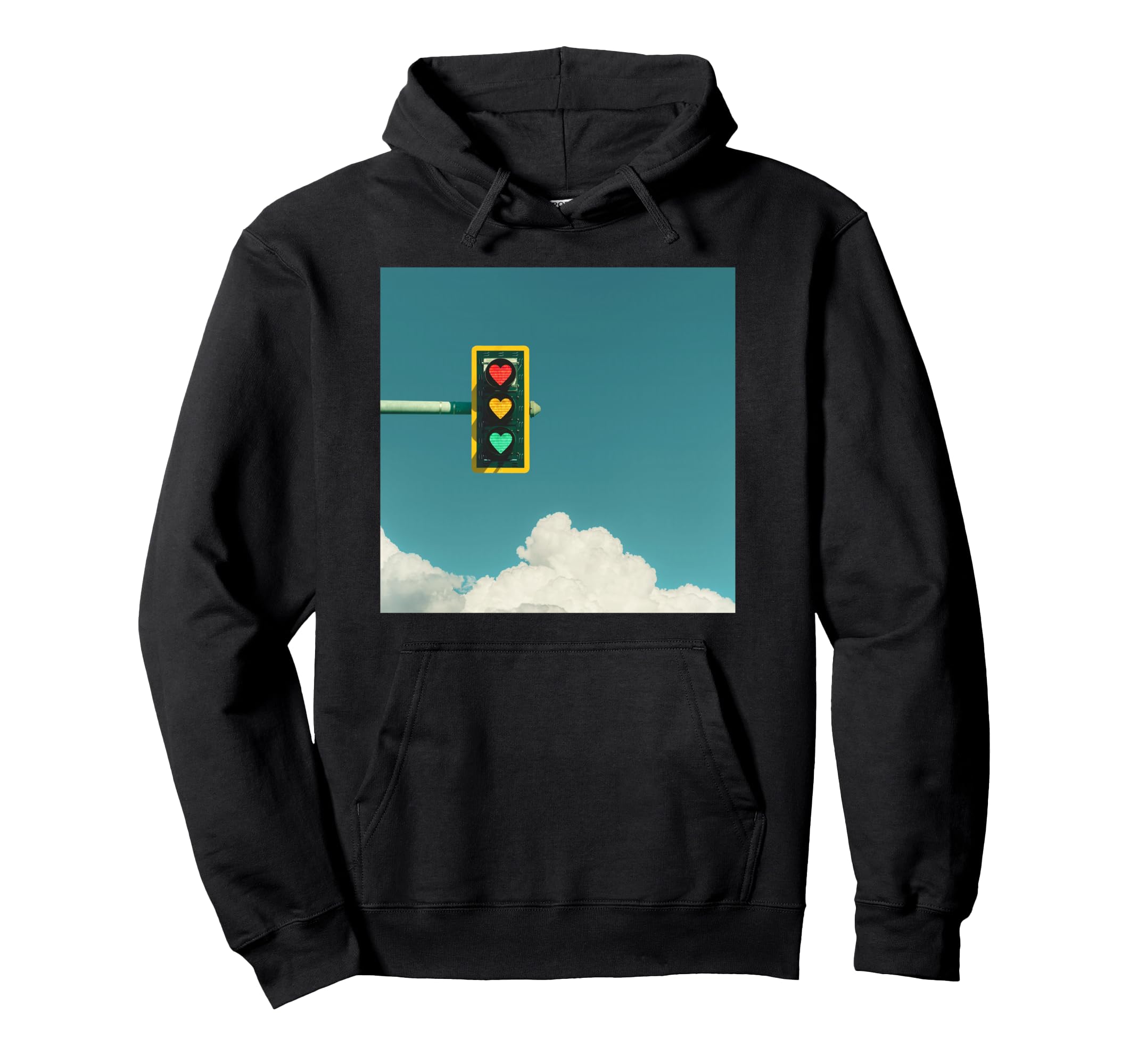 Indie Aesthetic Y2K Light Traffic Heart Hoodie - Trendy Graphic Men Women - T-Shirt, Sweatshirt, Hoodie
