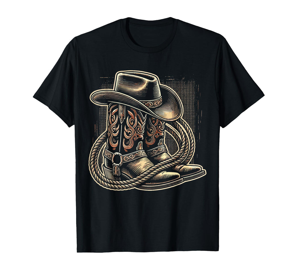 Cowboy Boots And Hat Western T-Shirt - Aesthetic Graphic Unisex - T-Shirt, Sweatshirt, Hoodie