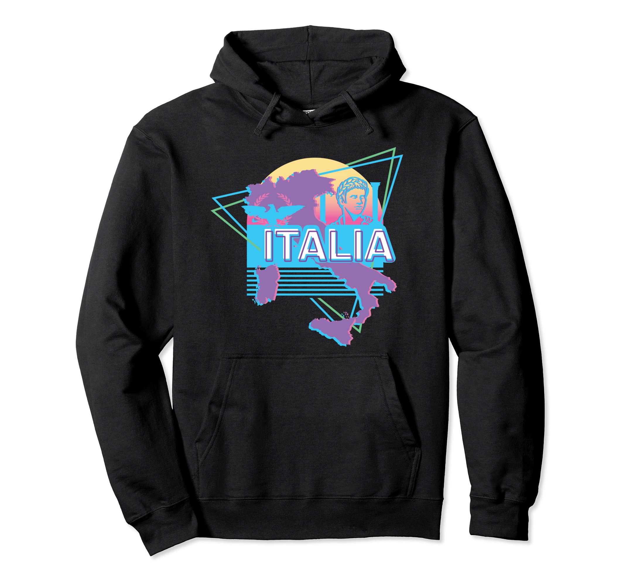 Aesthetic Italy Vaporwave Italian Map Hoodie - Graphic Print Men Women - T-Shirt, Sweatshirt, Hoodie