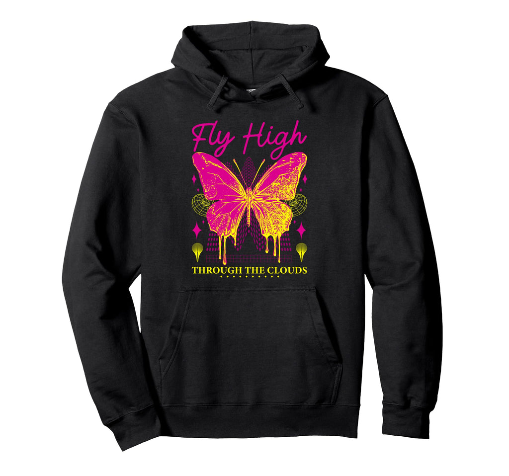 Y2K Butterfly Bold Urban Graffiti Hoodie - Casual Everyday Wear Unisex - T-Shirt, Sweatshirt, Hoodie