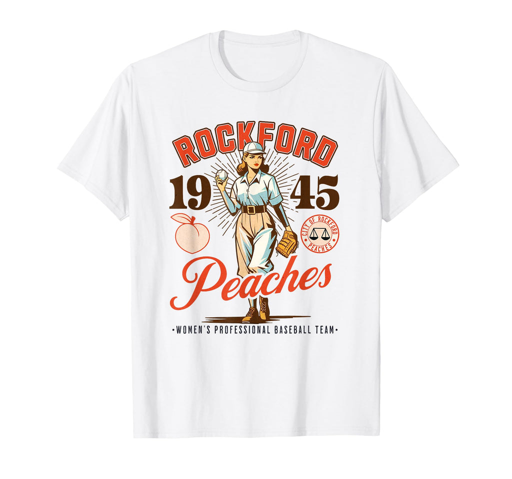 Rockford Peaches Womens Baseball Team T-Shirt - Trendy Graphic Men Women - T-Shirt, Sweatshirt, Hoodie