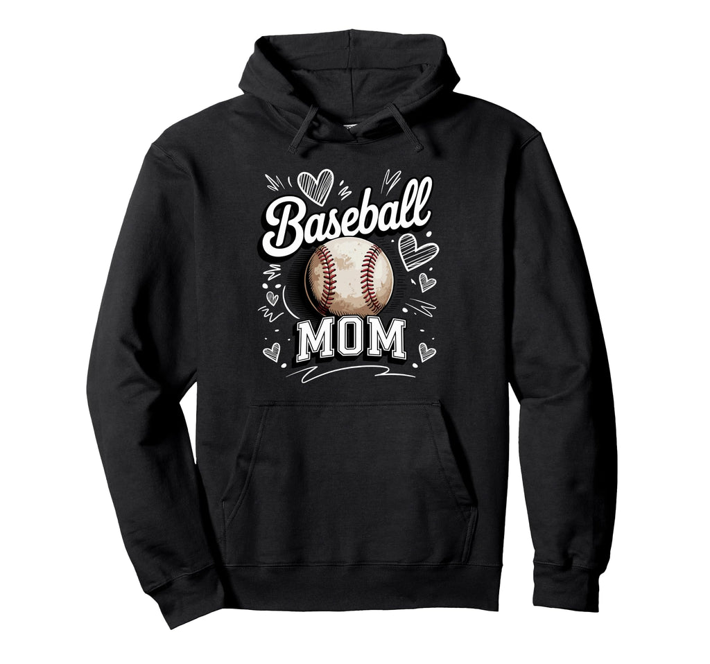 Baseball Mom Heart Game Day Support Hoodie - Minimalist Print for Adults - T-Shirt, Sweatshirt, Hoodie