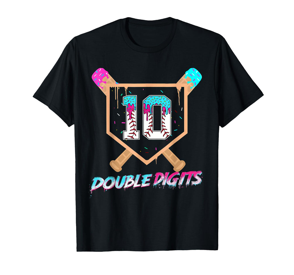 Baseball Drip 10Th Birthday Double T-Shirt - Graphic Print for Adults - T-Shirt, Sweatshirt, Hoodie