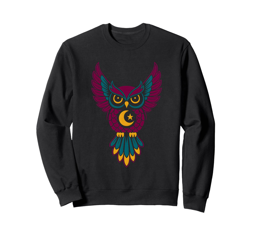 Cosmic Owl Wisdom Boho Hippie Sweatshirt - Aesthetic Graphic Unisex - T-Shirt, Sweatshirt, Hoodie