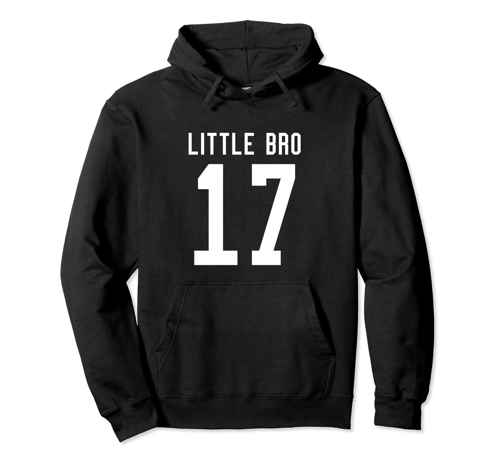Number 17 Little Bro Biggest Fan Football Hoodie - Trendy Graphic Unisex - T-Shirt, Sweatshirt, Hoodie