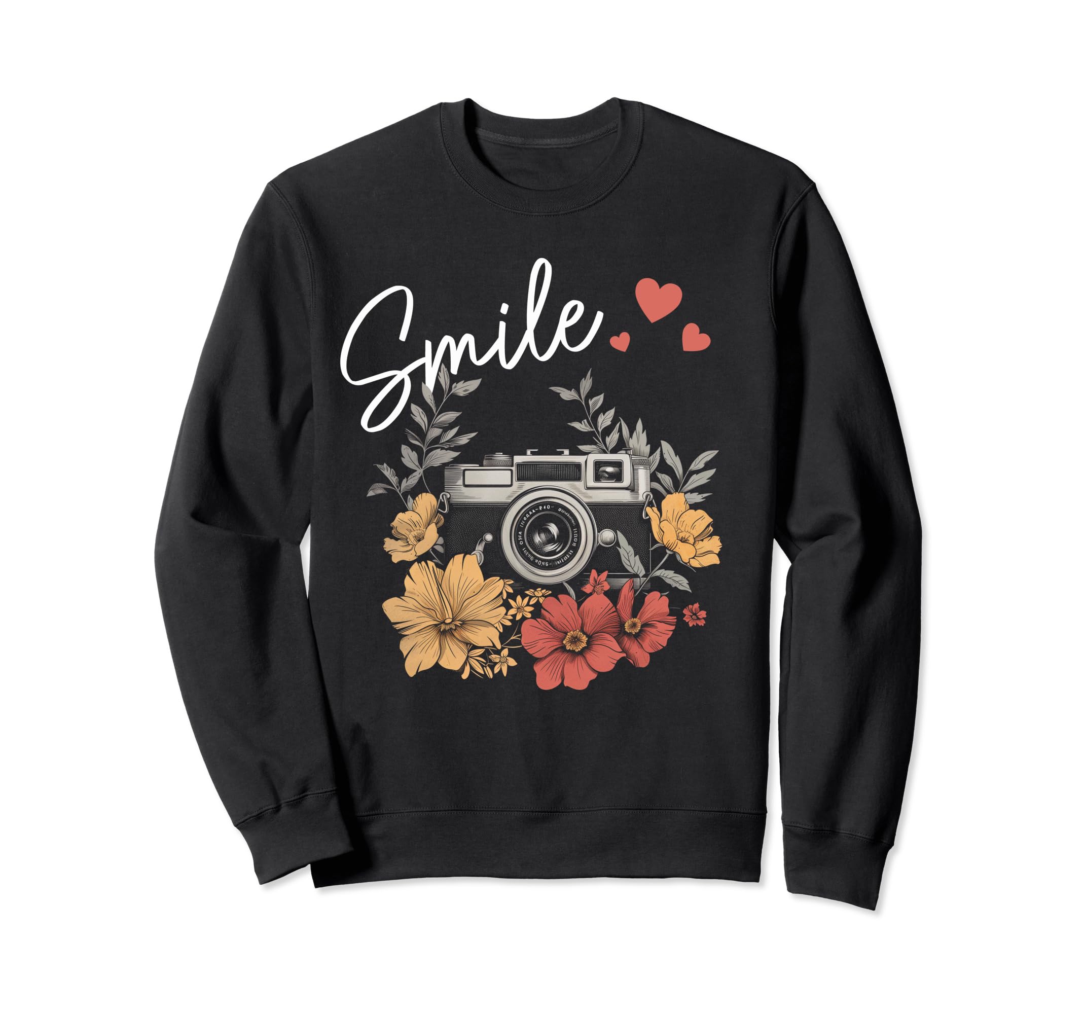 Photographer Smile Camera Flowers Sweatshirt - Graphic Print Unisex - T-Shirt, Sweatshirt, Hoodie