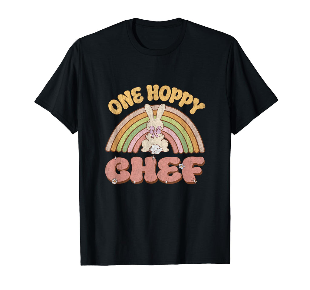 One Hoppy Chef Bunny Easter Rainbow T-Shirt - Casual Everyday Wear Unisex - T-Shirt, Sweatshirt, Hoodie