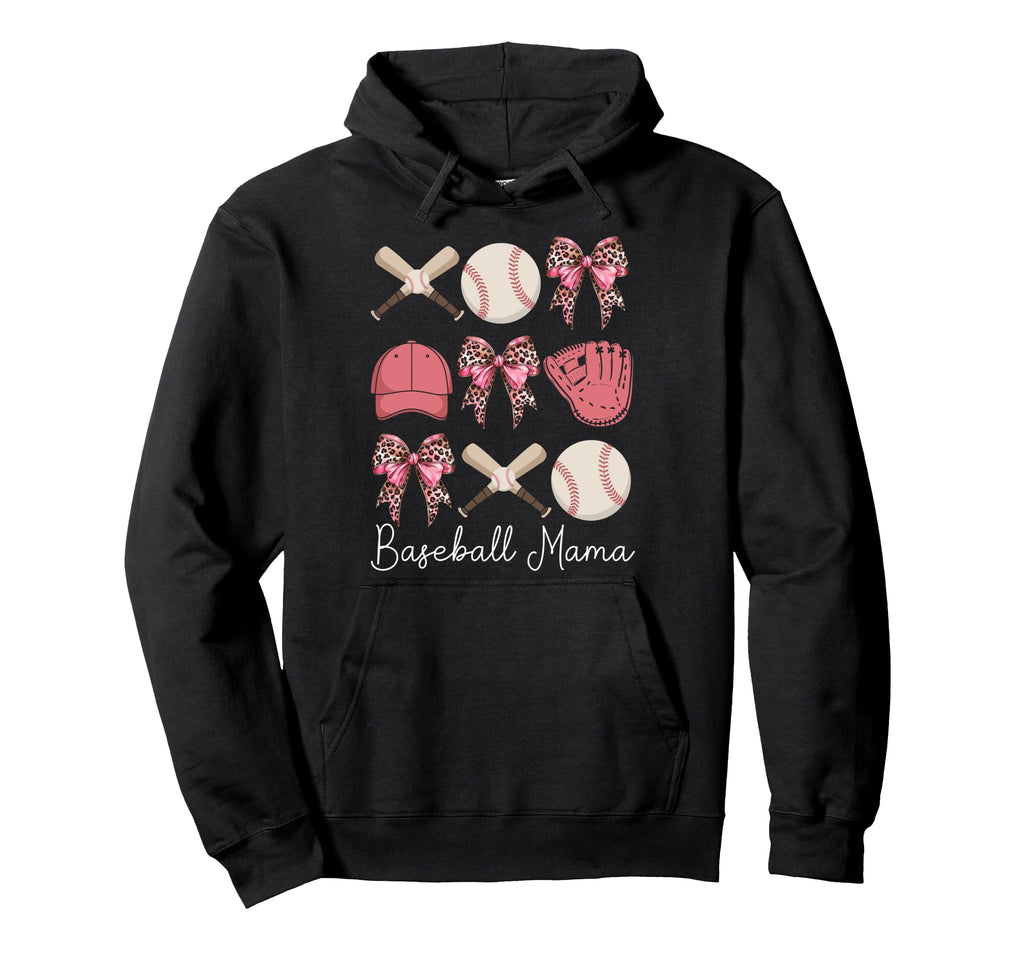 Baseball Mama Coquette Bow Baseball Mom Hoodie - Trendy Graphic Men Women - T-Shirt, Sweatshirt, Hoodie