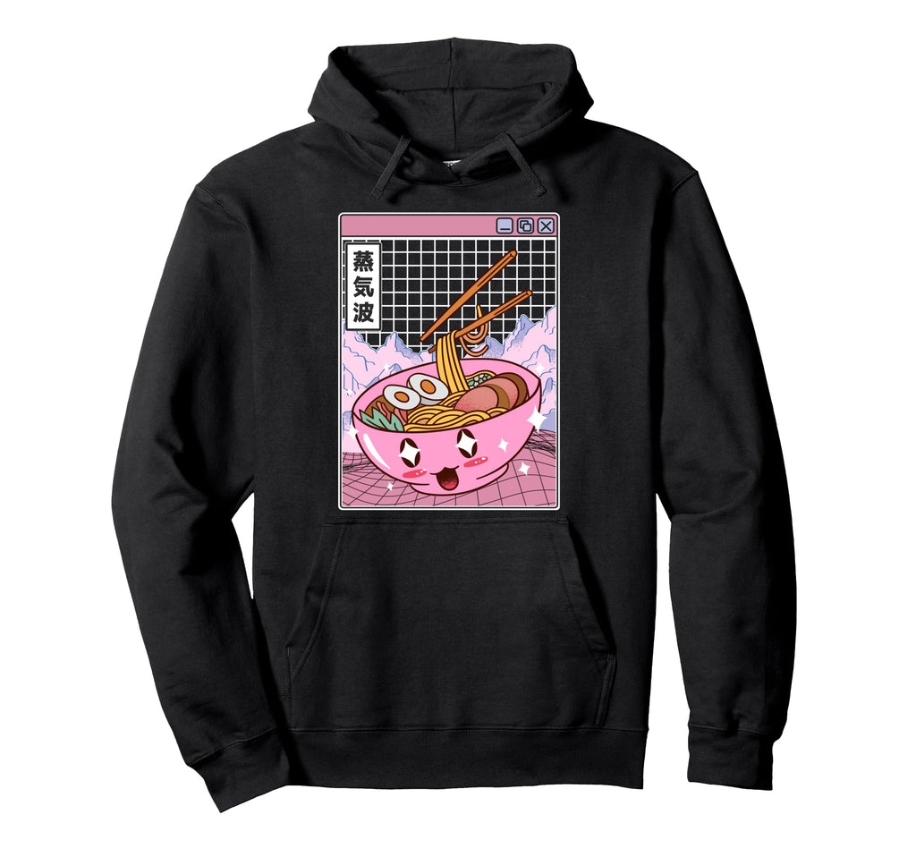 Ramen Noodles Bowl Kawaii Grid Vaporwave Hoodie - Unique Graphic Men Women - T-Shirt, Sweatshirt, Hoodie