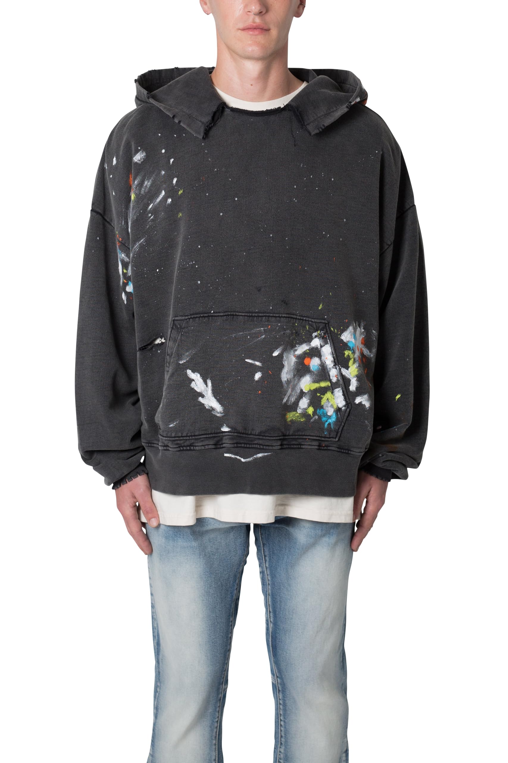 Mnml Mens Mens Destroyed Painter Hoodie - Casual Everyday Wear Men Women - T-Shirt, Sweatshirt, Hoodie
